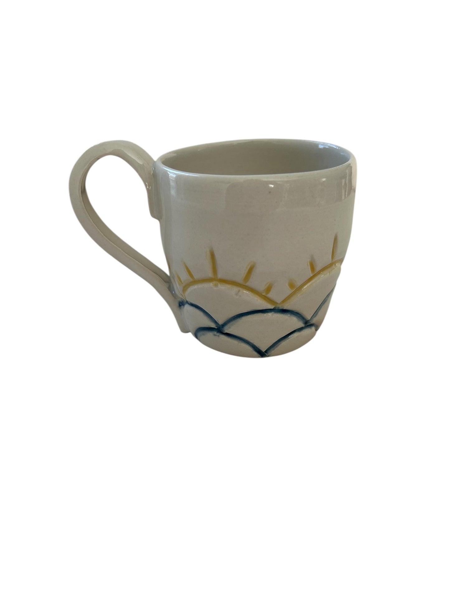 Carved Minimalism Mug #1 with Sun and Cloud Designs