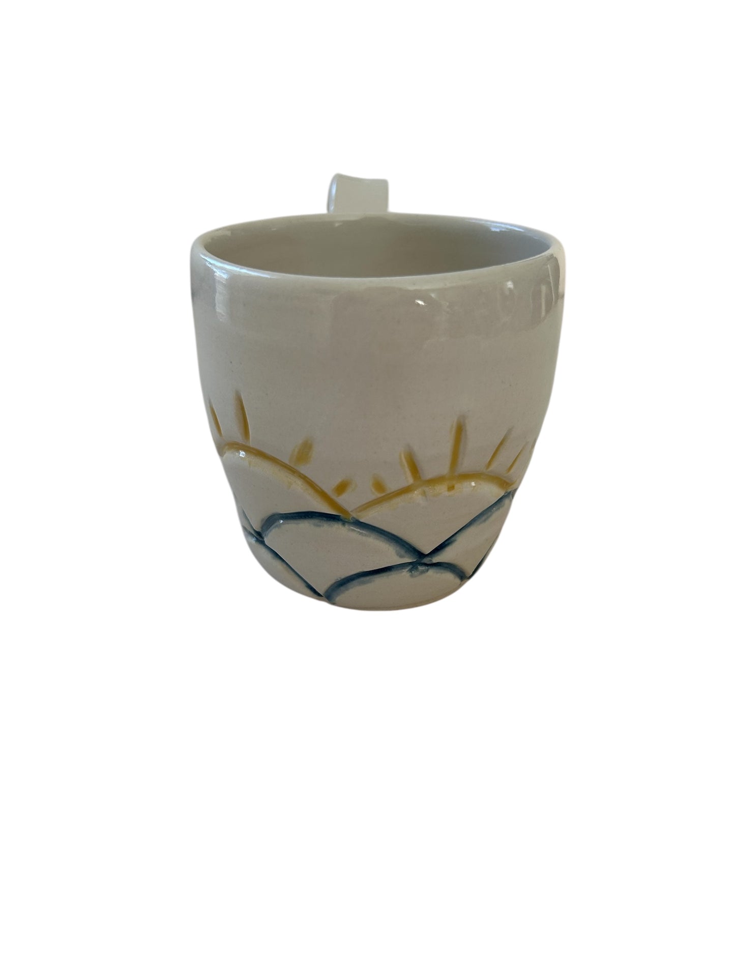 Carved Minimalism Mug #1 with Sun and Cloud Designs