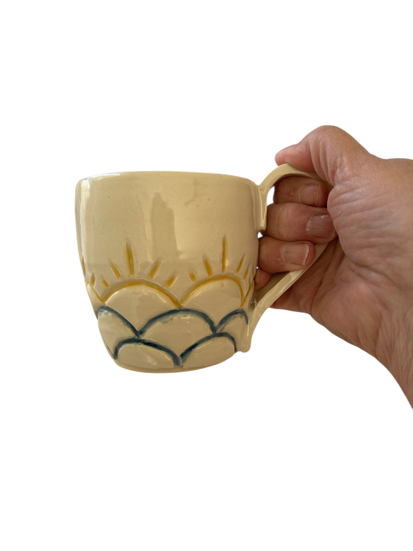 Carved Minimalism Mug #1 with Sun and Cloud Designs