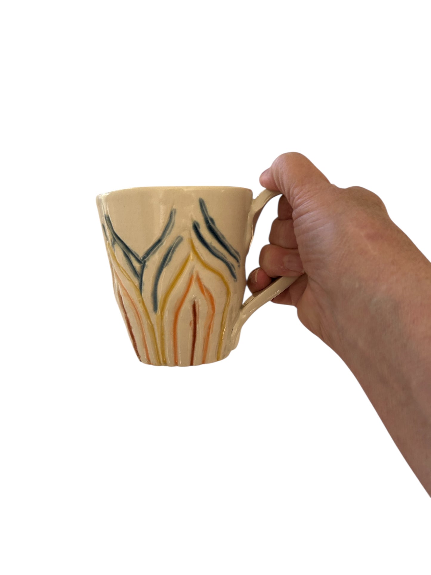 Carved Minimalism Mug #2 with Rainbow Flames Designs
