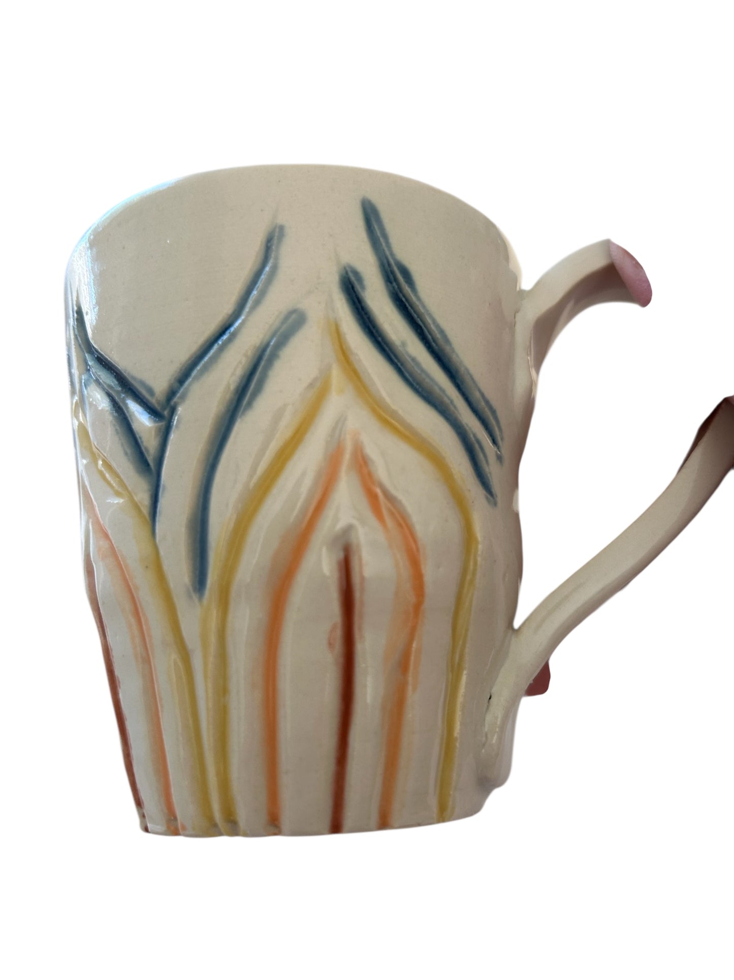 Carved Minimalism Mug #2 with Rainbow Flames Designs