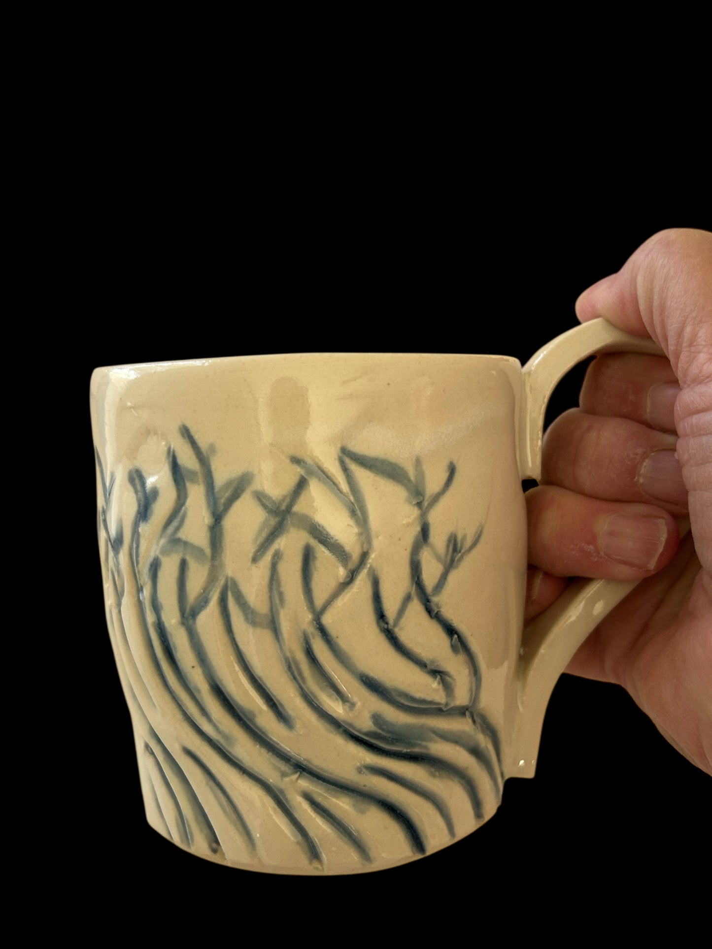 Carved Minimalism Mug #3 with Abstract Bare Winter Trees Designs