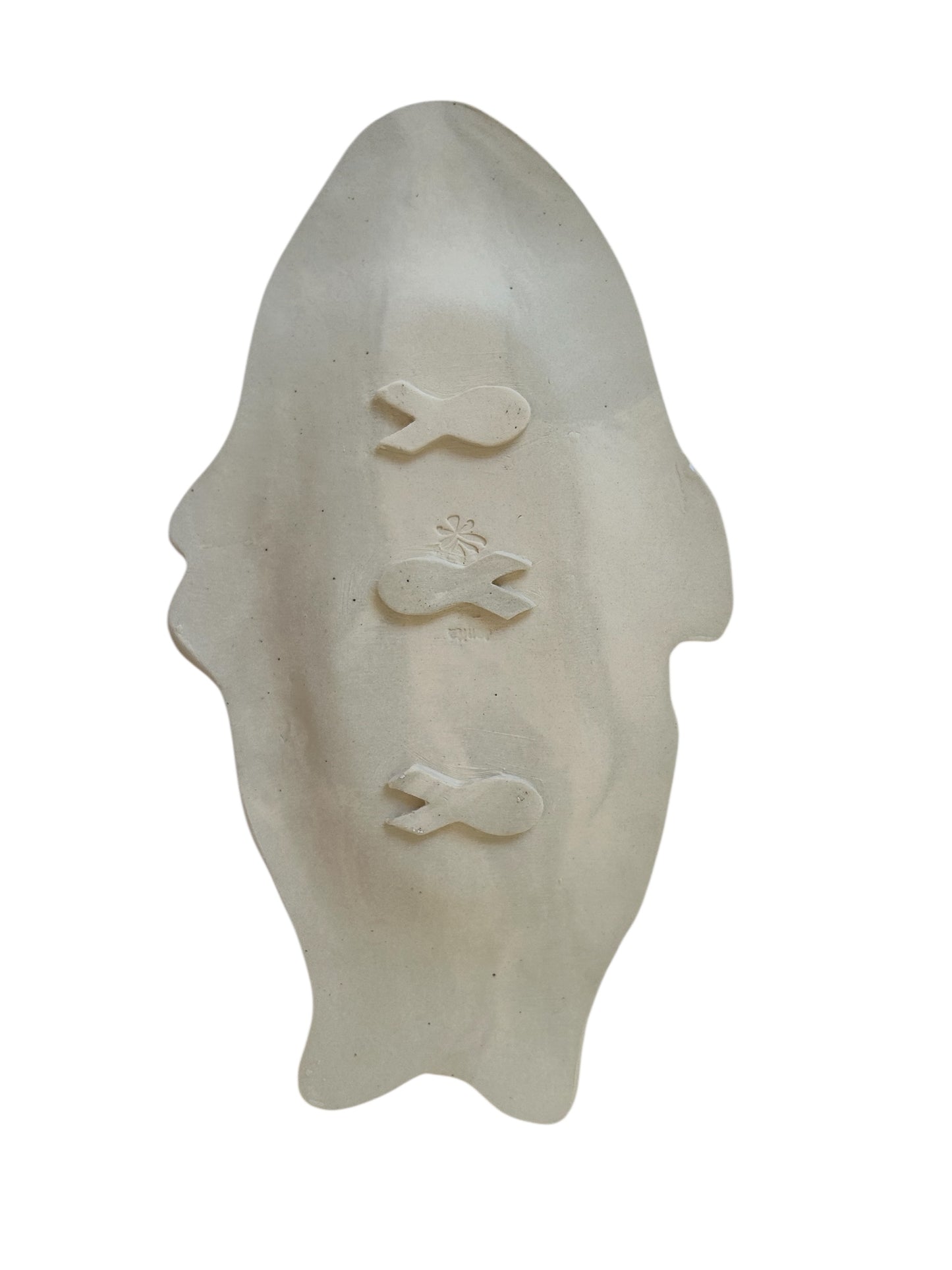 Individual Textured Fish Tray #18 with Stylized Salmon in Salmon Pink and Teal Blue