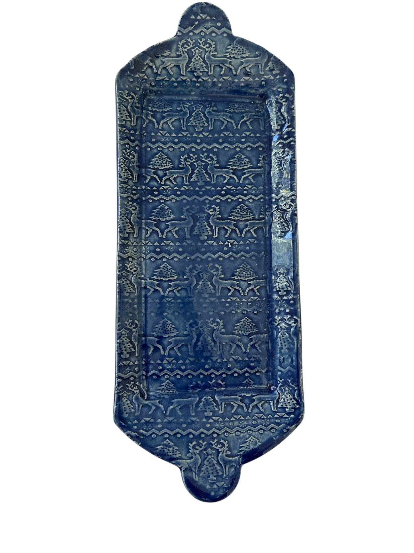 Textured Butter Dish #44 with Winter Trees and Deer Designs