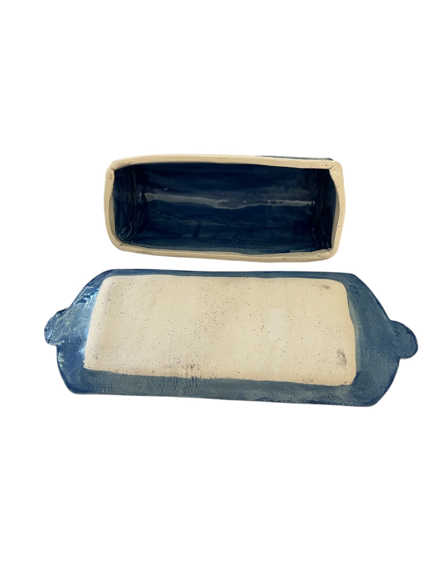 Textured Butter Dish #44 with Winter Trees and Deer Designs