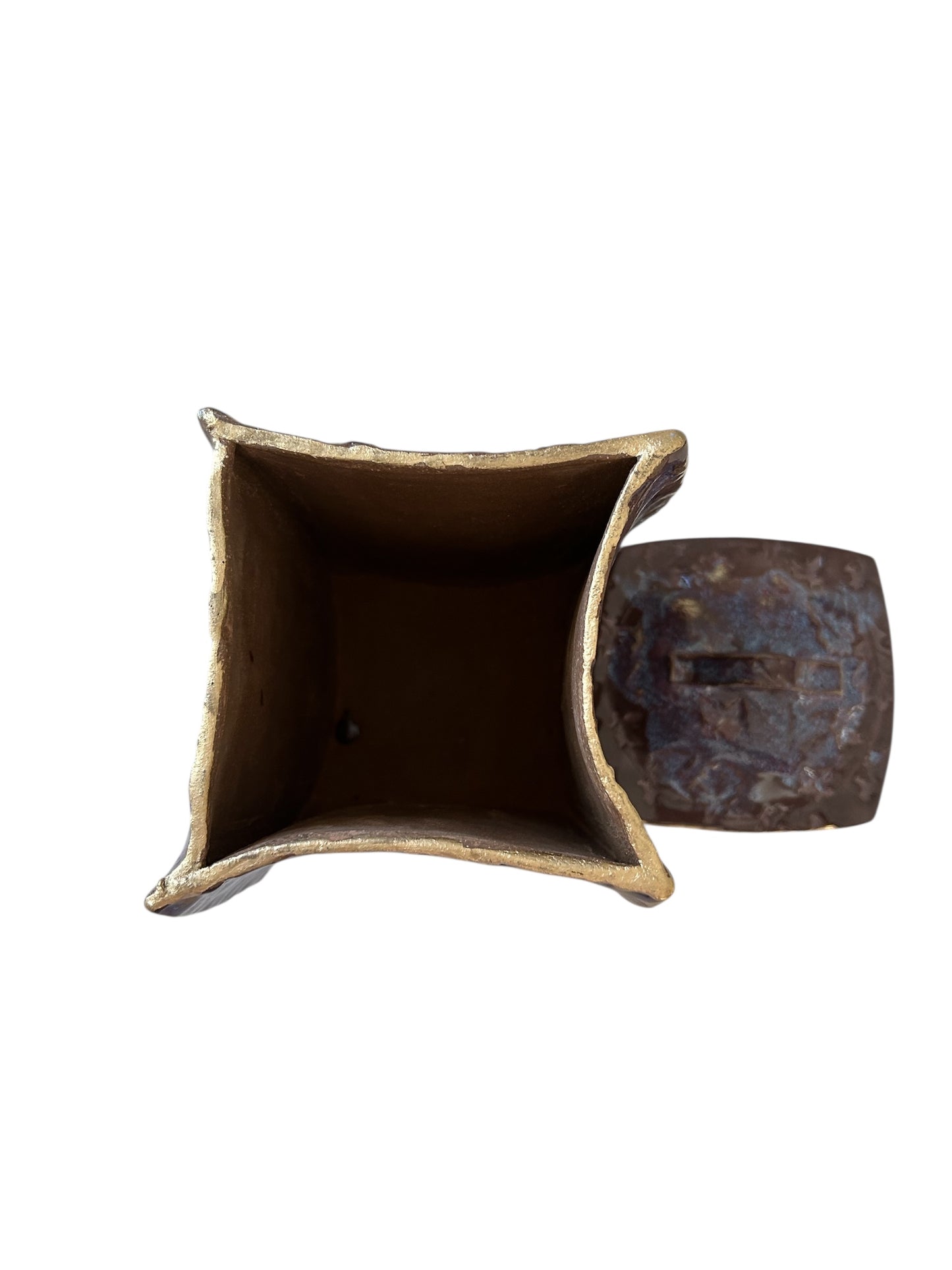 Medium Pagoda Dry Goods Storage Container #34 with Oak Leaves in Burgundy and Gold Leaf Accents