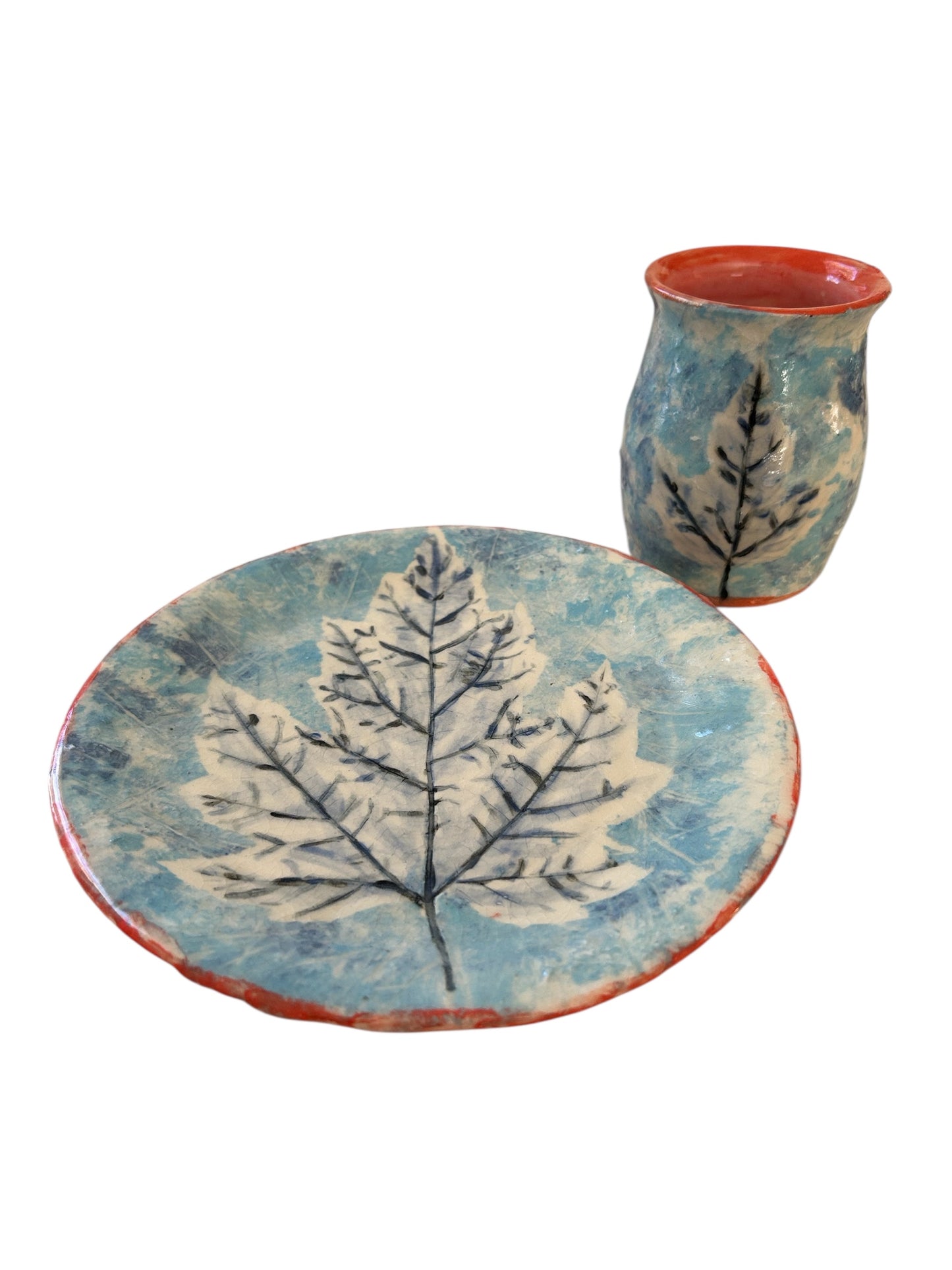 Textured Breakfast Set #11 with Iced Leaf in Winter Blue