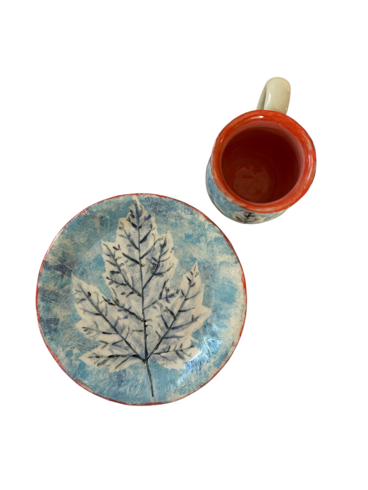 Textured Breakfast Set #11 with Iced Leaf in Winter Blue