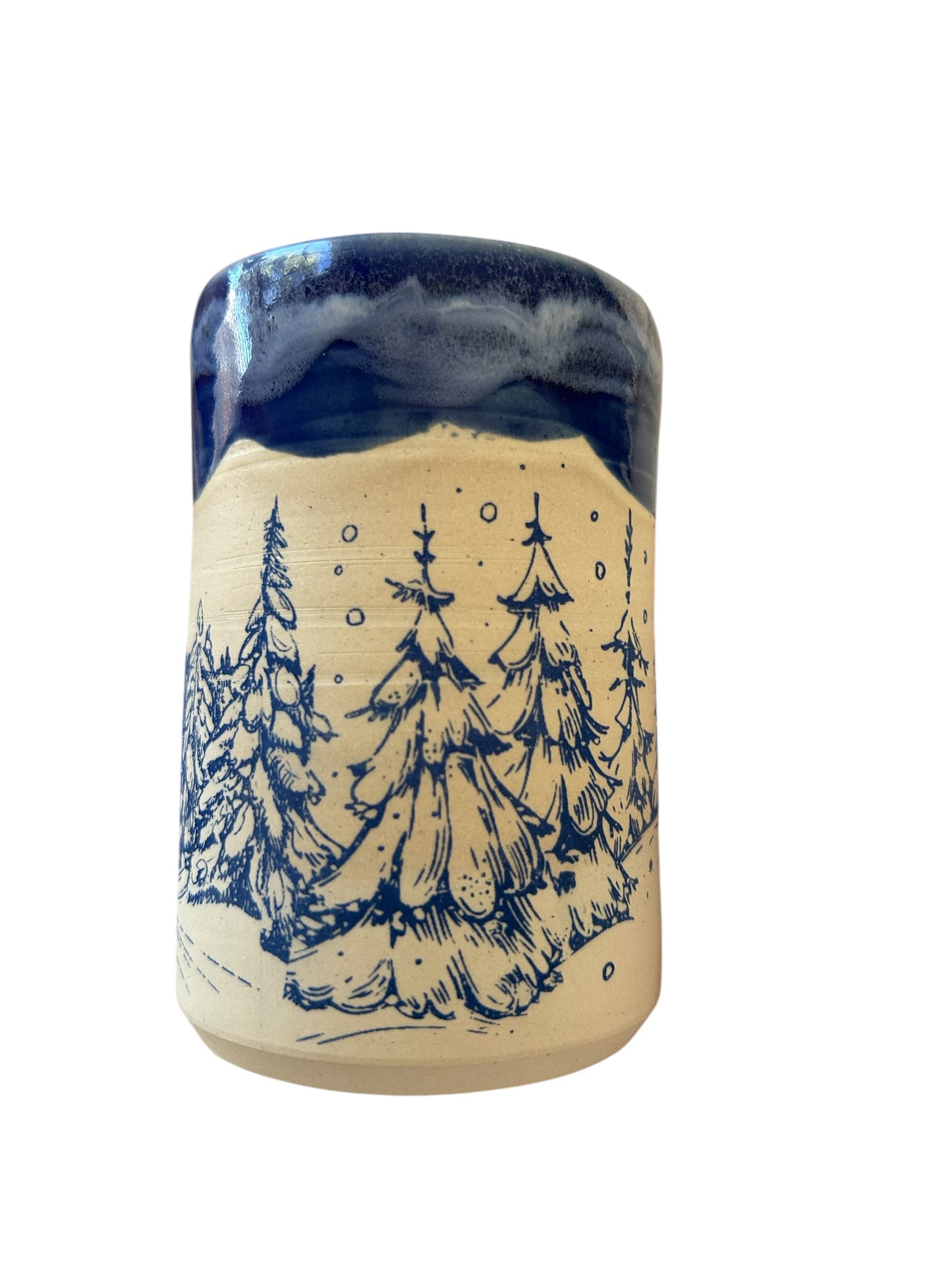 Monoprint Breakfast Set #12 with Log Cabin Winter Scene