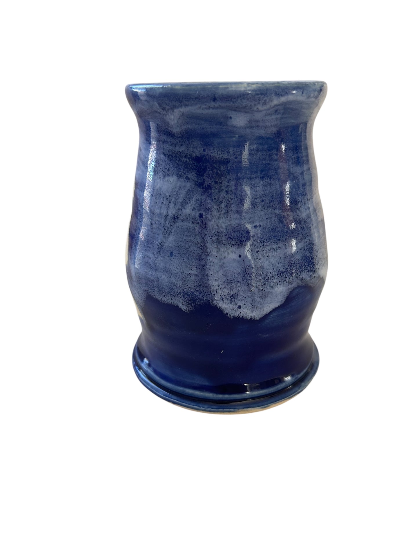 Small Wheel-Thrown Block Winter Tree Vase #14 in Winter Blue