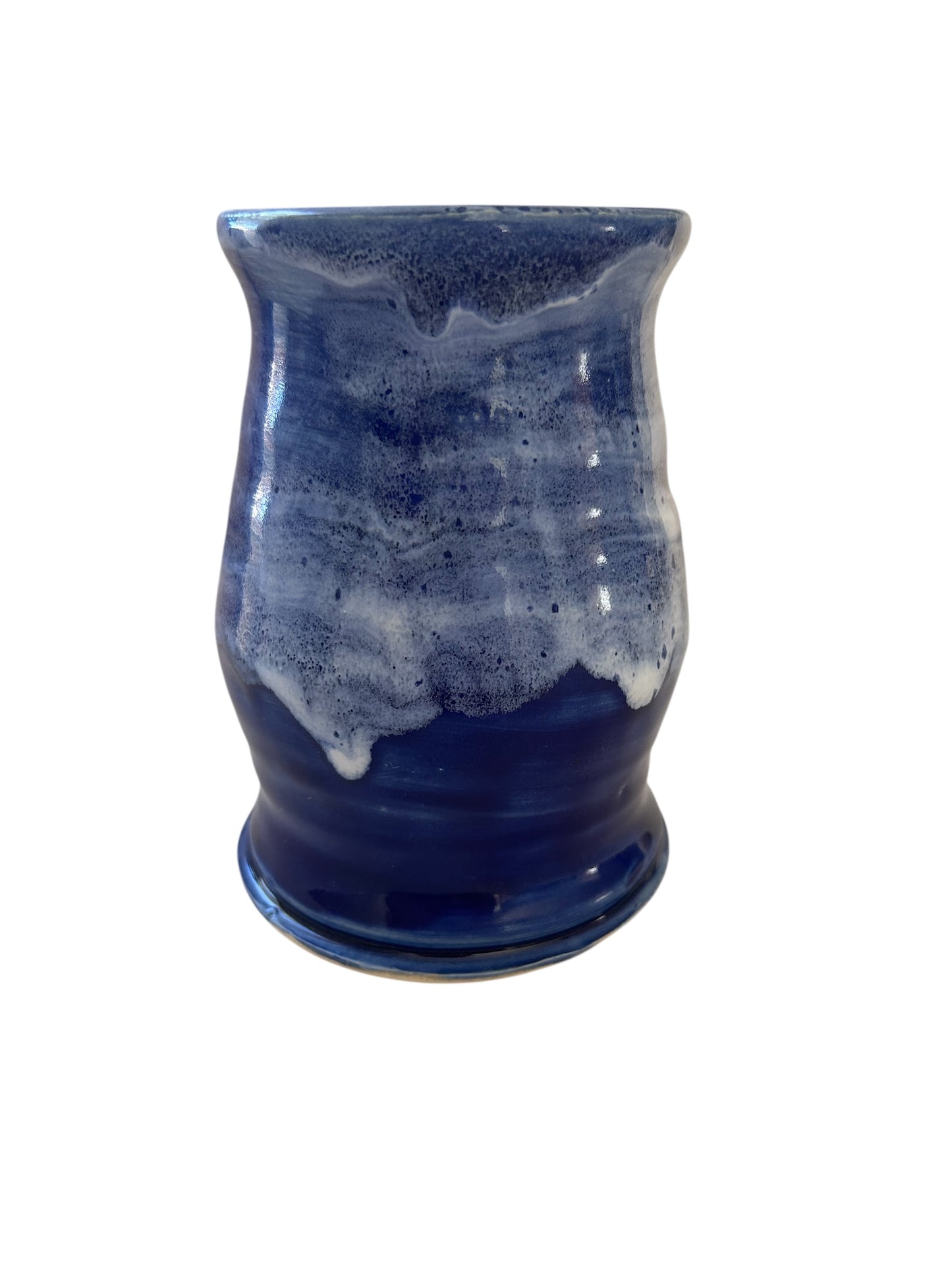 Small Wheel-Thrown Block Winter Tree Vase #14 in Winter Blue