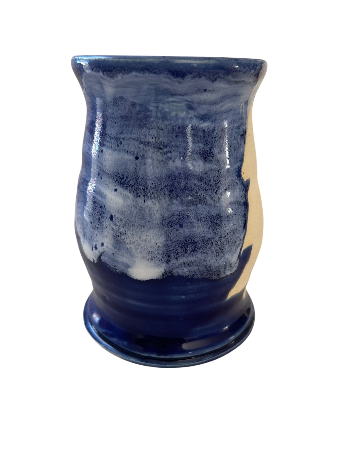 Small Wheel-Thrown Block Winter Tree Vase #14 in Winter Blue