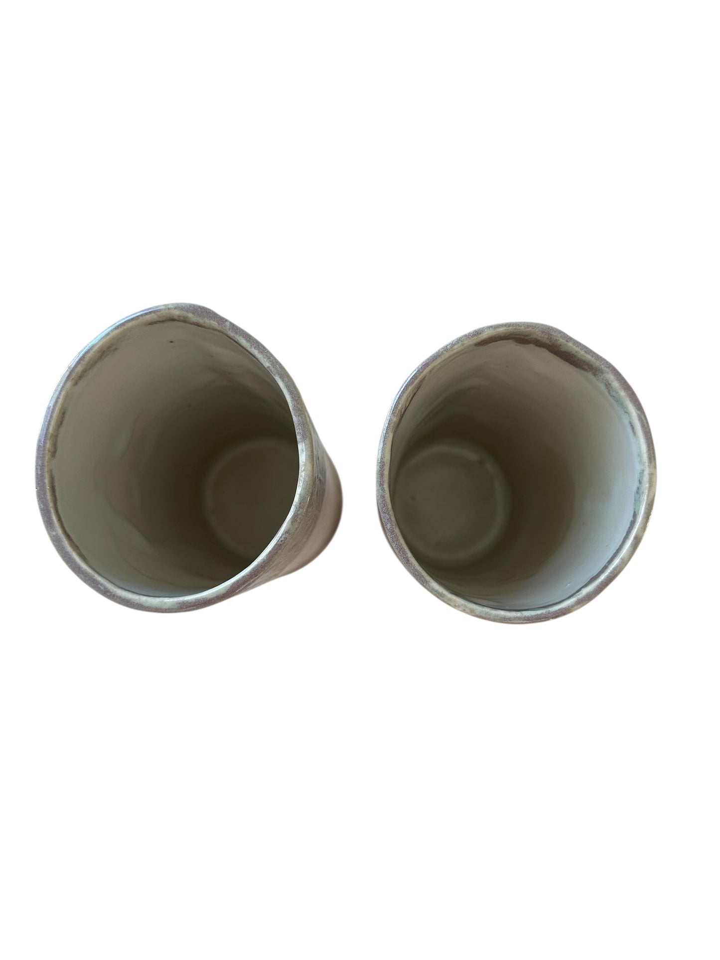 Set of 2 Tall Textured Tumblers #2 with Winter Trees and Mountains in Toasted Sage