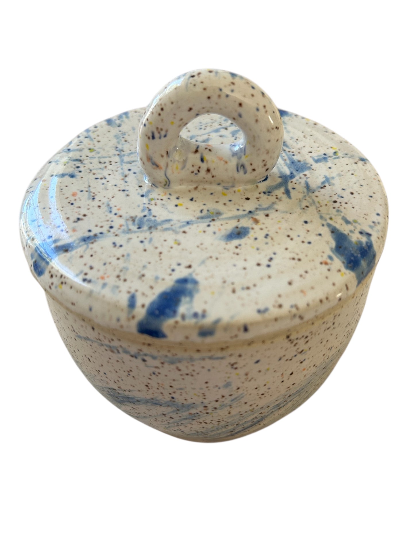 Brushed Jar #43 with Lid on Speckled Clay