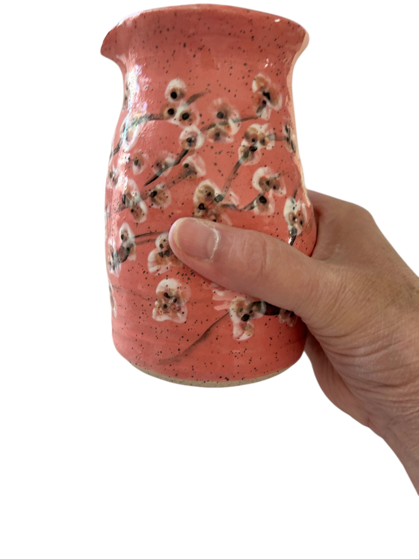 Complete 5-Piece Sake Set #1 with Handpainted Cherry Blossoms and Squeeze Handles