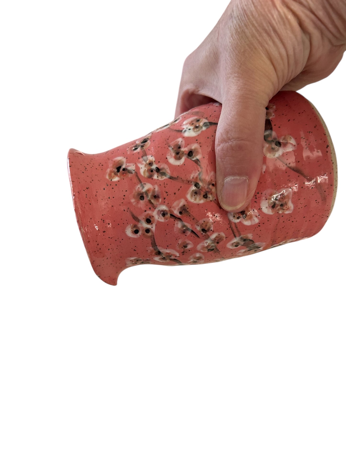 Complete 5-Piece Sake Set #1 with Handpainted Cherry Blossoms and Squeeze Handles