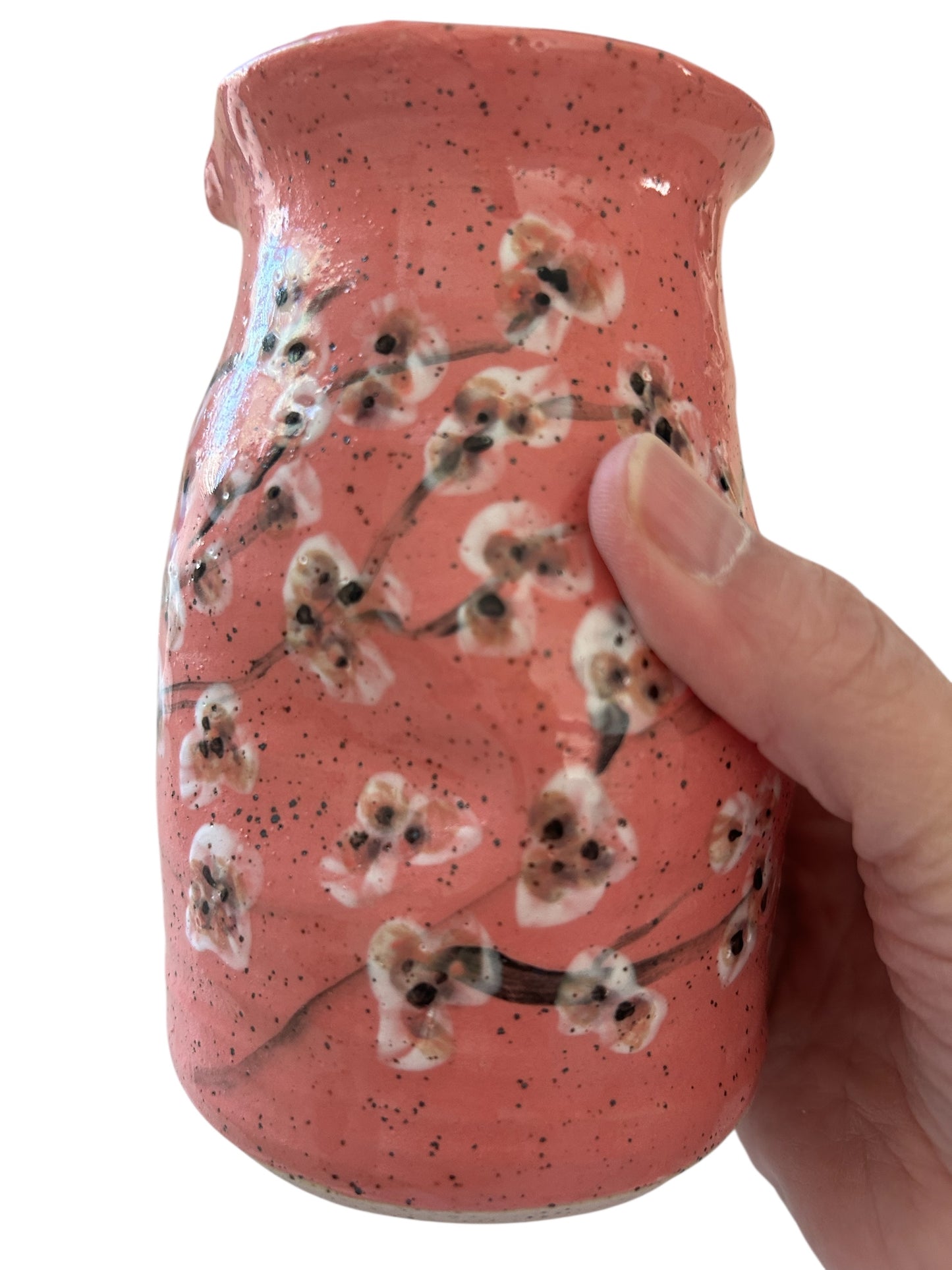 Complete 5-Piece Sake Set #1 with Handpainted Cherry Blossoms and Squeeze Handles