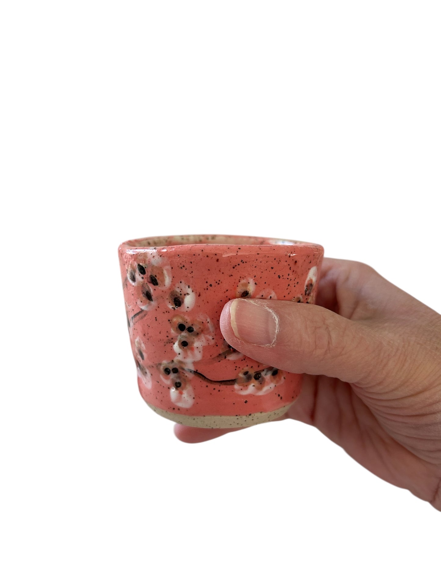 Complete 5-Piece Sake Set #1 with Handpainted Cherry Blossoms and Squeeze Handles