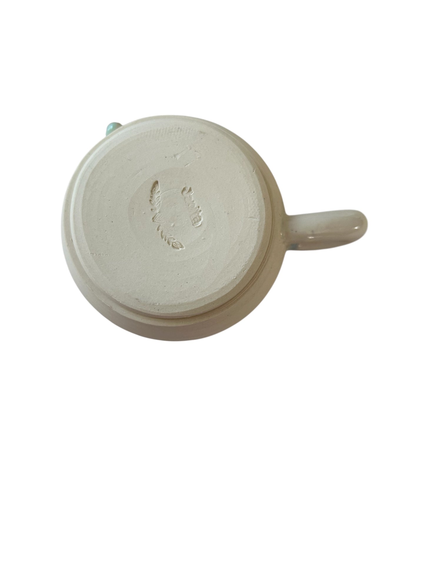 Wheel-Thrown Mug #22 with Peacock Glaze and Knuckle Handle