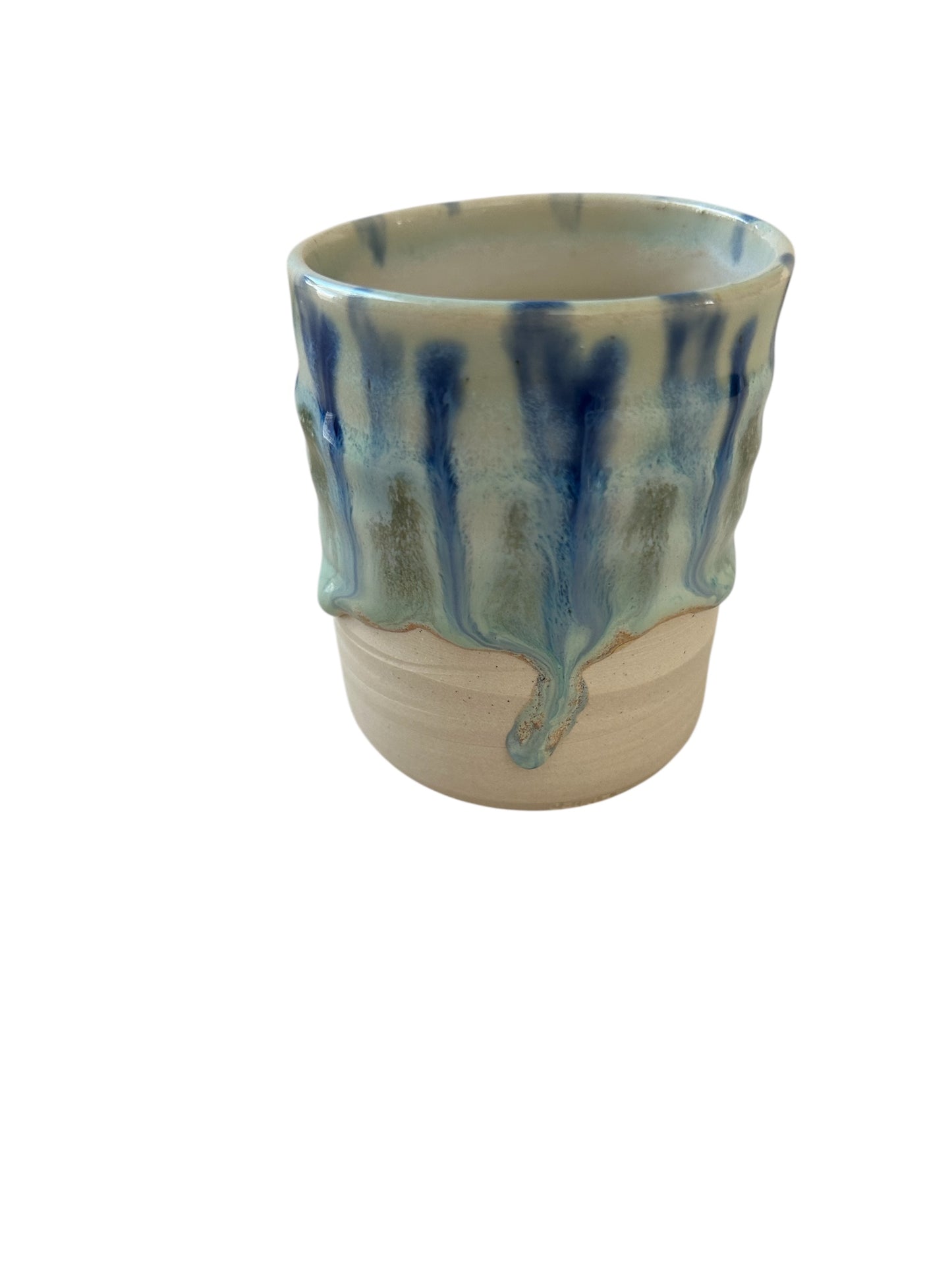 Small Wheel-Thrown Juice Cup #23 with Peacock Glaze