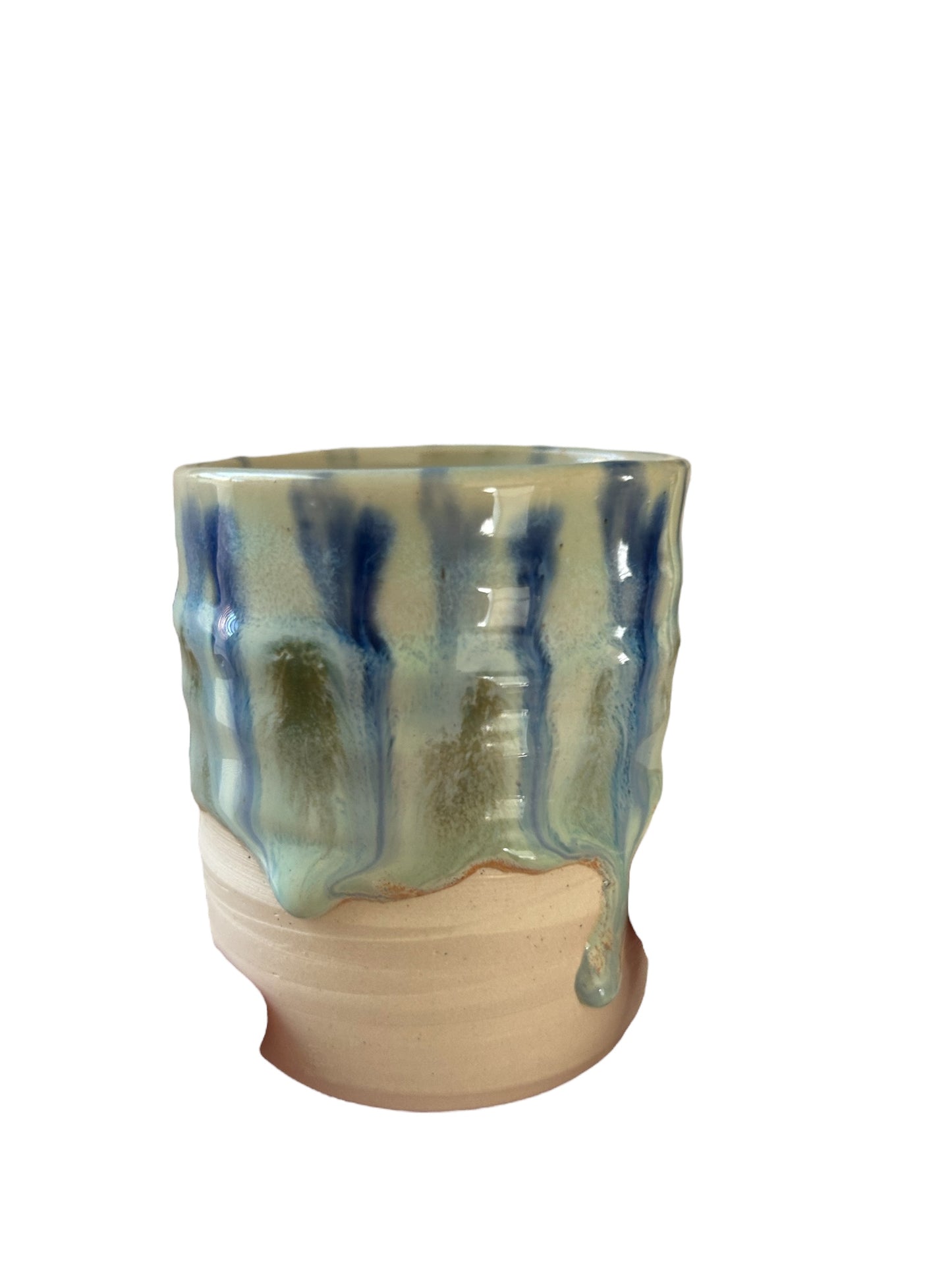 Small Wheel-Thrown Juice Cup #23 with Peacock Glaze