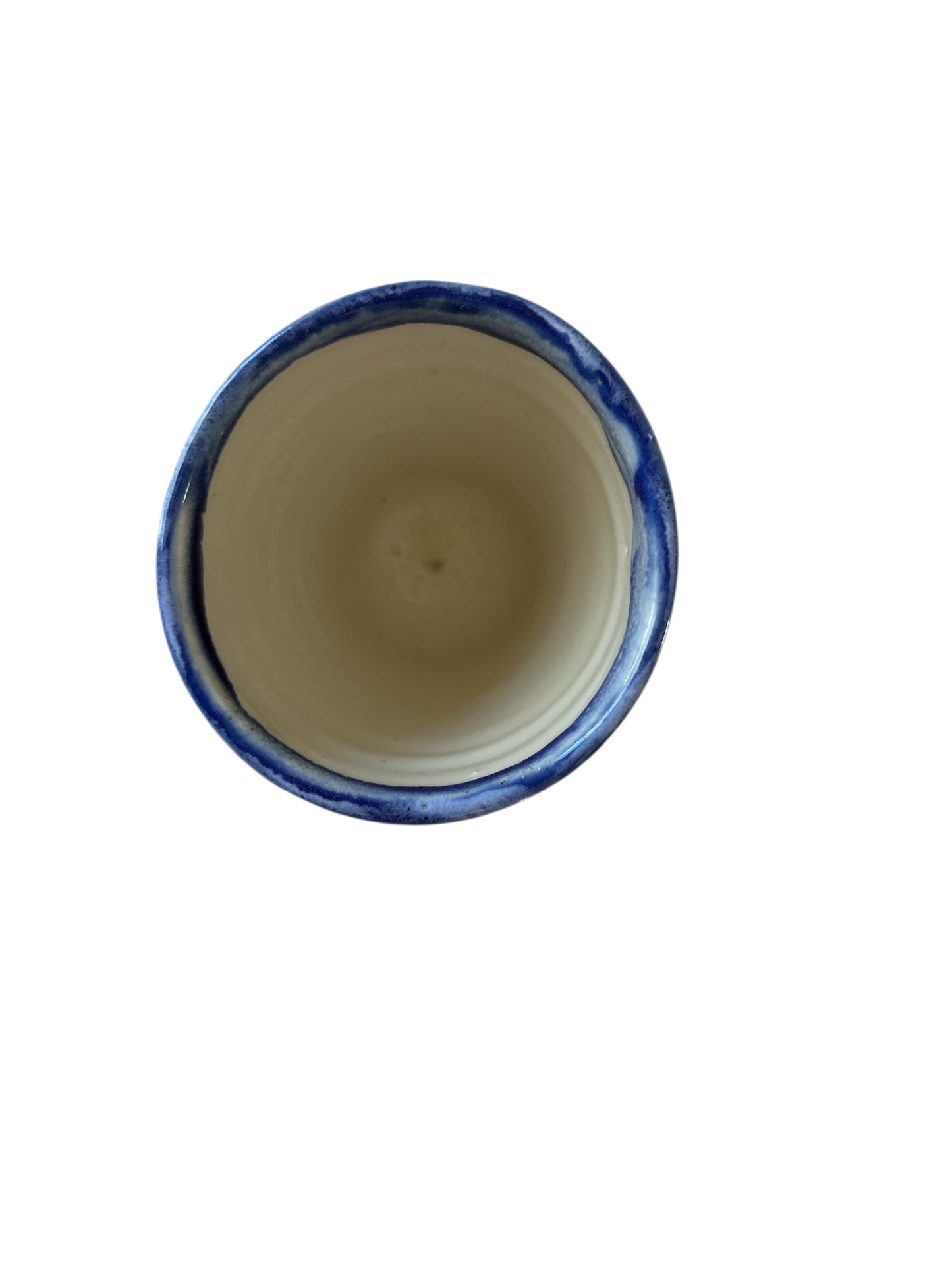 Monoprint Juice Cup #25 with Snowy Evergreens