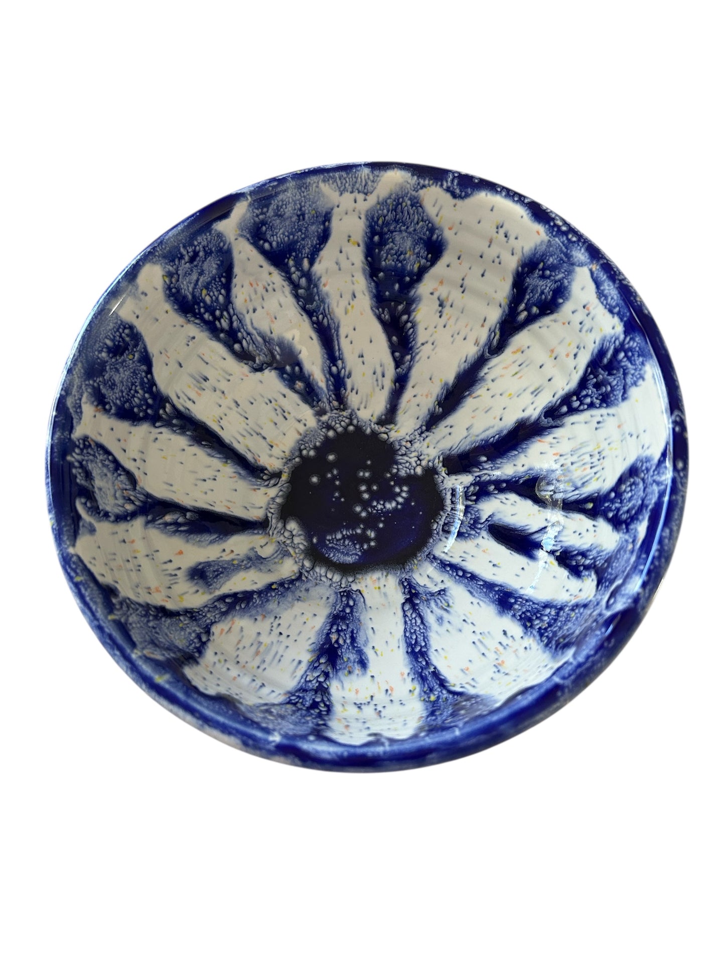 Medium General-Purpose Bowl #27 in Watercolor Blue and Speckled White