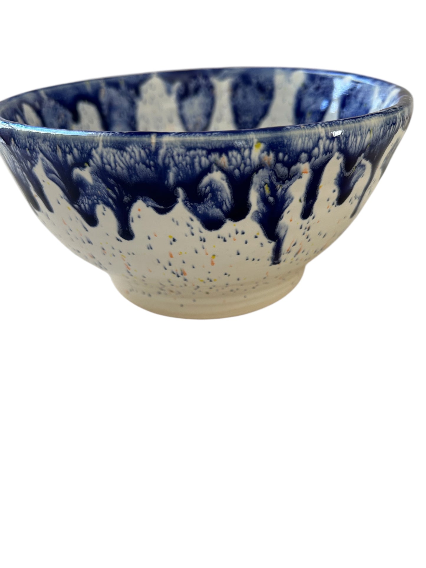 Medium General-Purpose Bowl #27 in Watercolor Blue and Speckled White