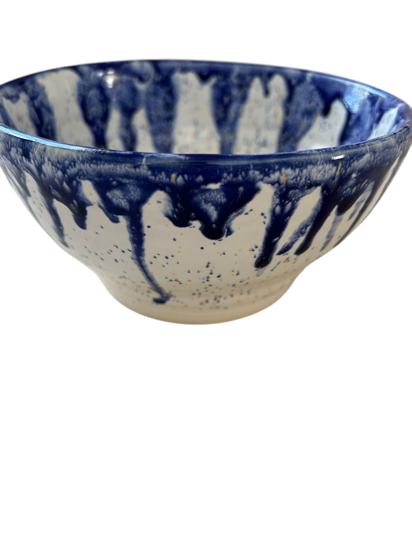 Medium General-Purpose Bowl #27 in Watercolor Blue and Speckled White