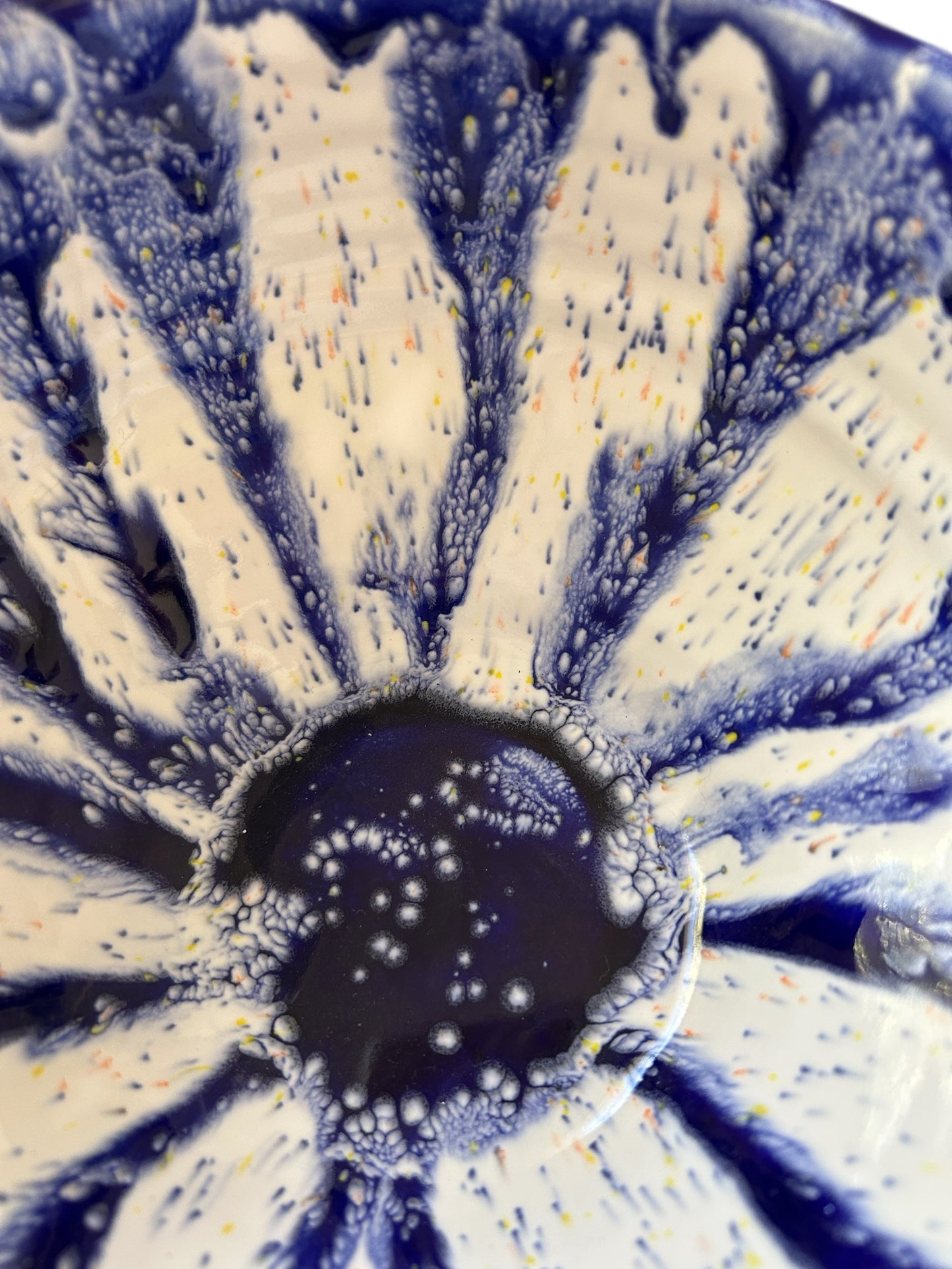 Medium General-Purpose Bowl #27 in Watercolor Blue and Speckled White