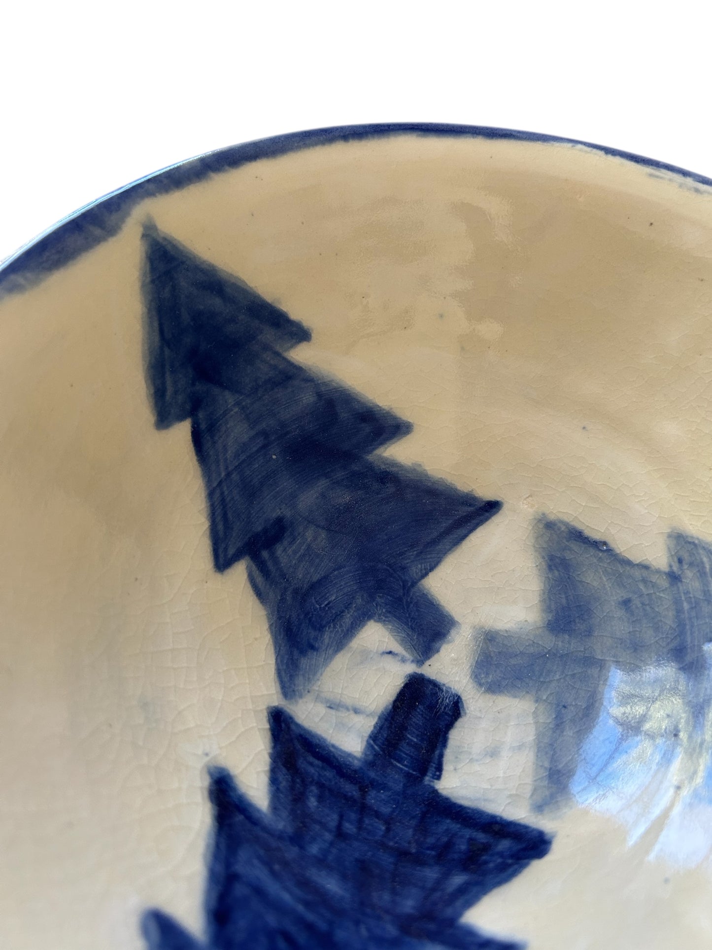 Medium General-Purpose Bowl #12 with Color Blocked Winter Trees Designs