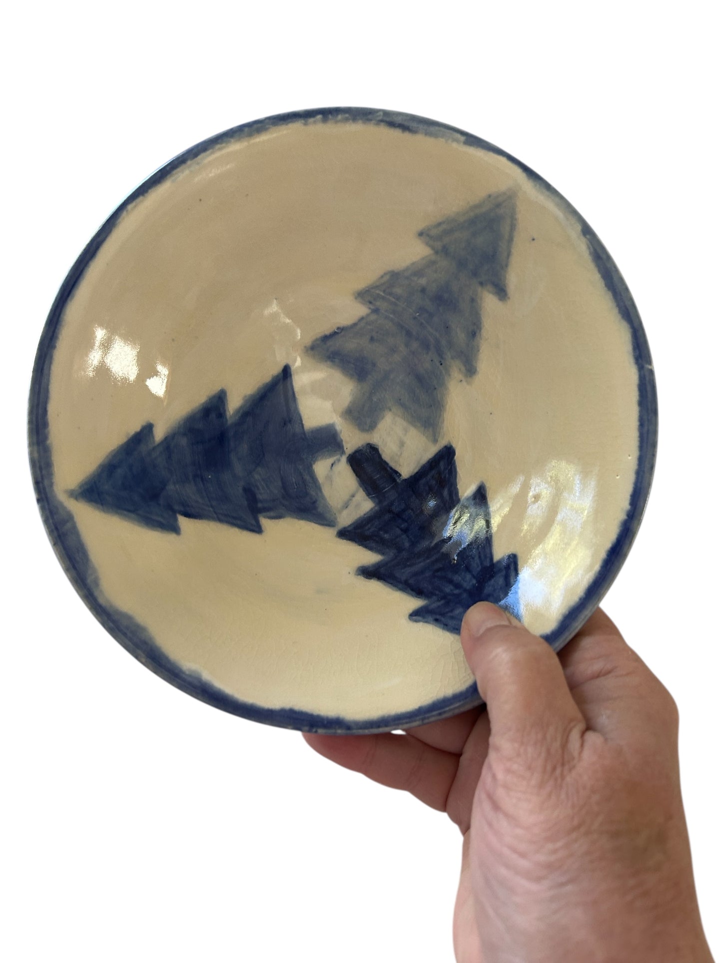 Medium General-Purpose Bowl #12 with Color Blocked Winter Trees Designs
