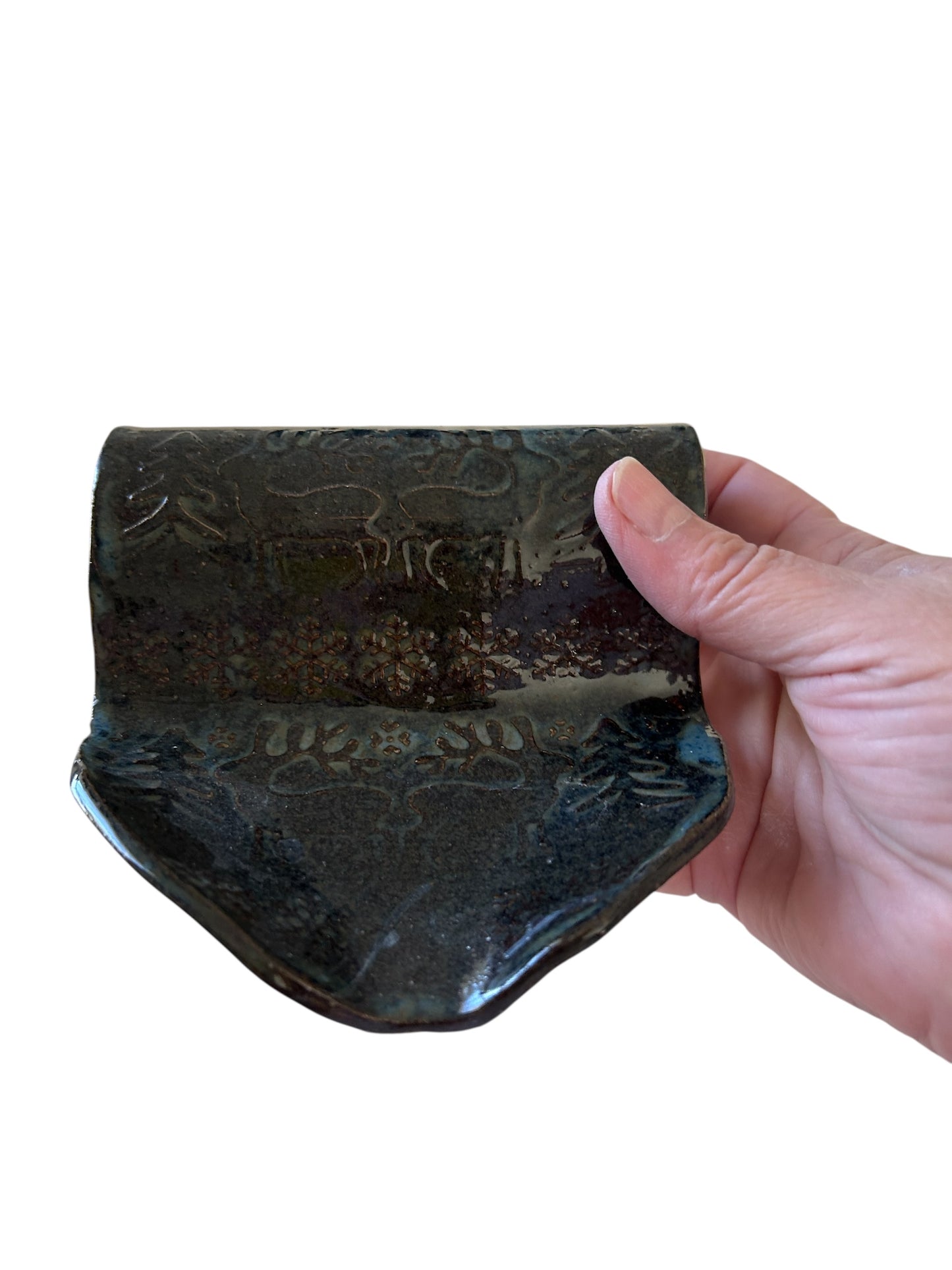 Handmade Textured Sponge Holders #47 with Evergreen and Pinecones or Deer and Trees Designs