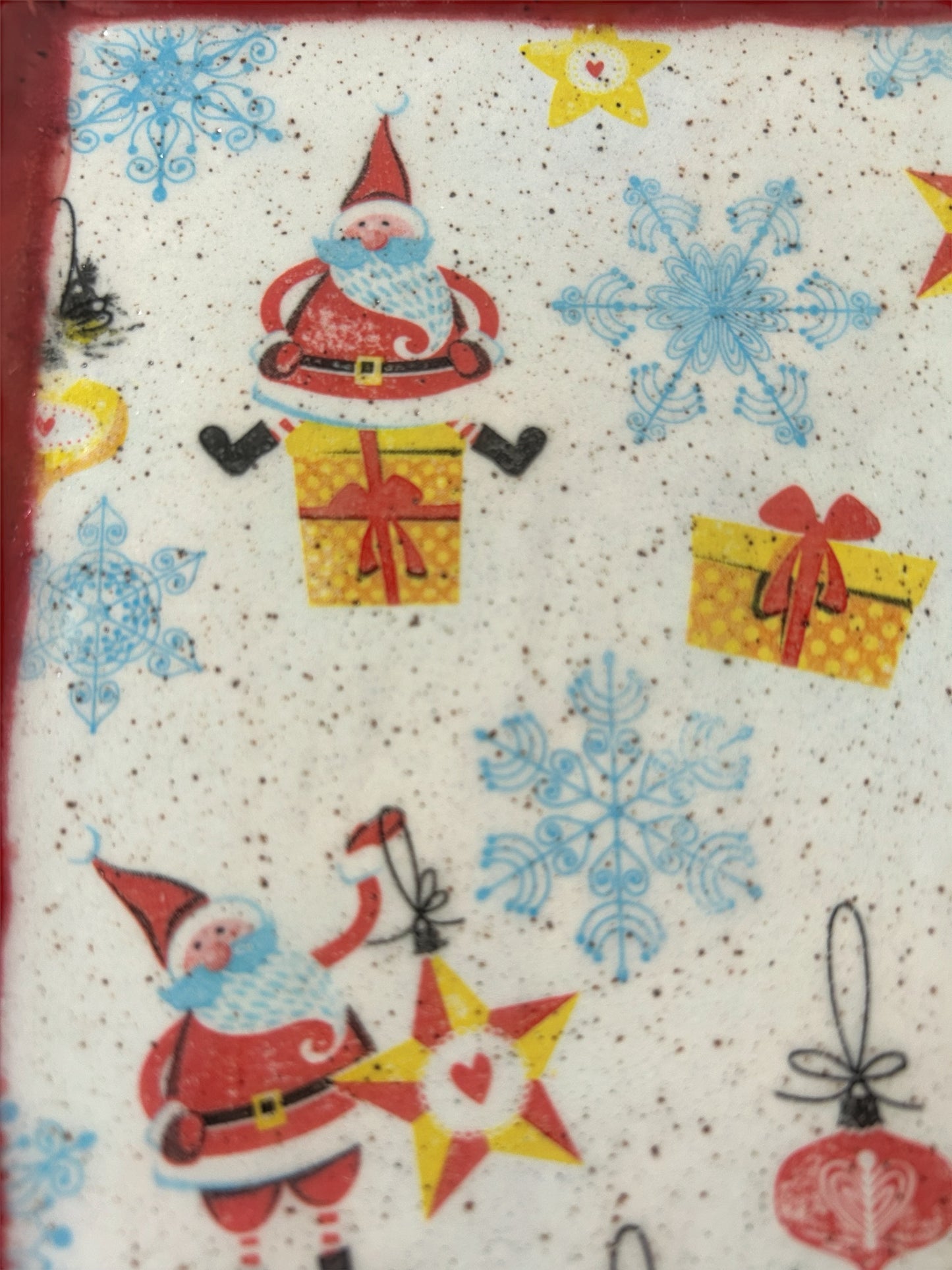 Christmas Tray #1 with Santa and Presents Monoprint Designs