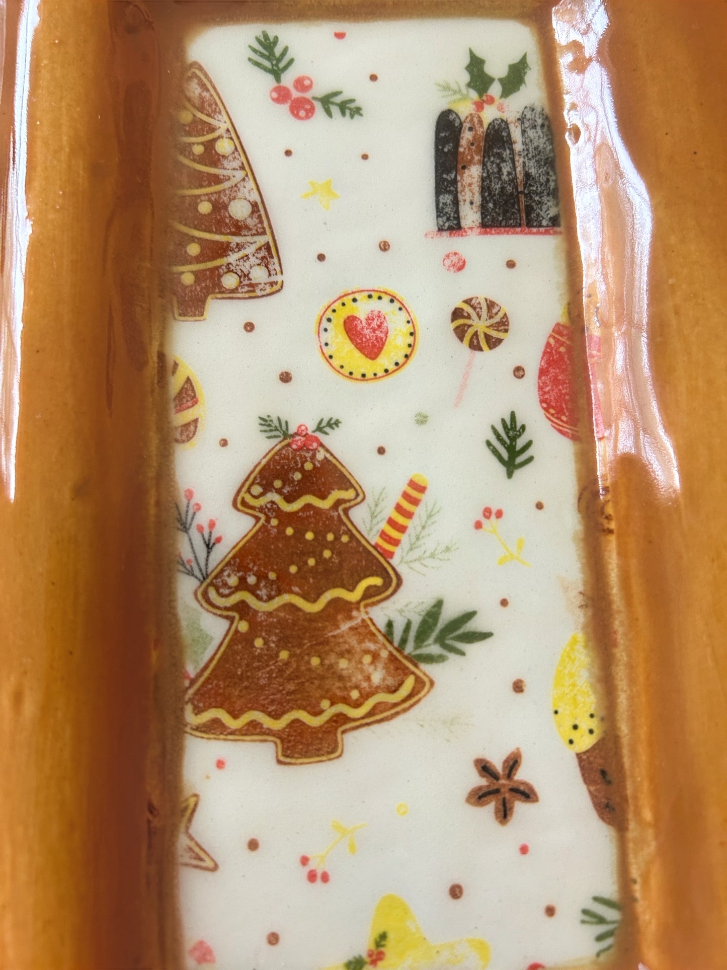 Holiday Tray #2 with Gingerbread House Monoprint Designs