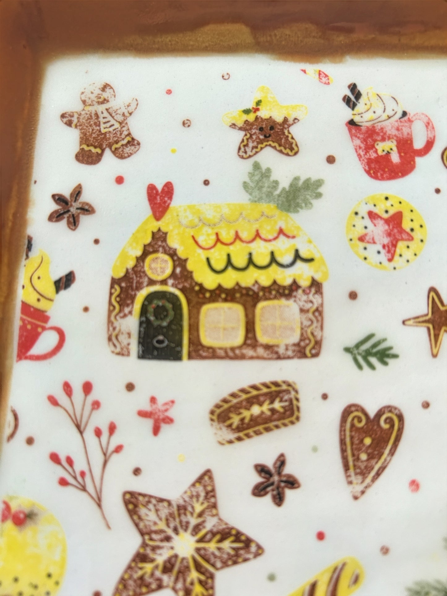 Holiday Tray #2 with Gingerbread House Monoprint Designs
