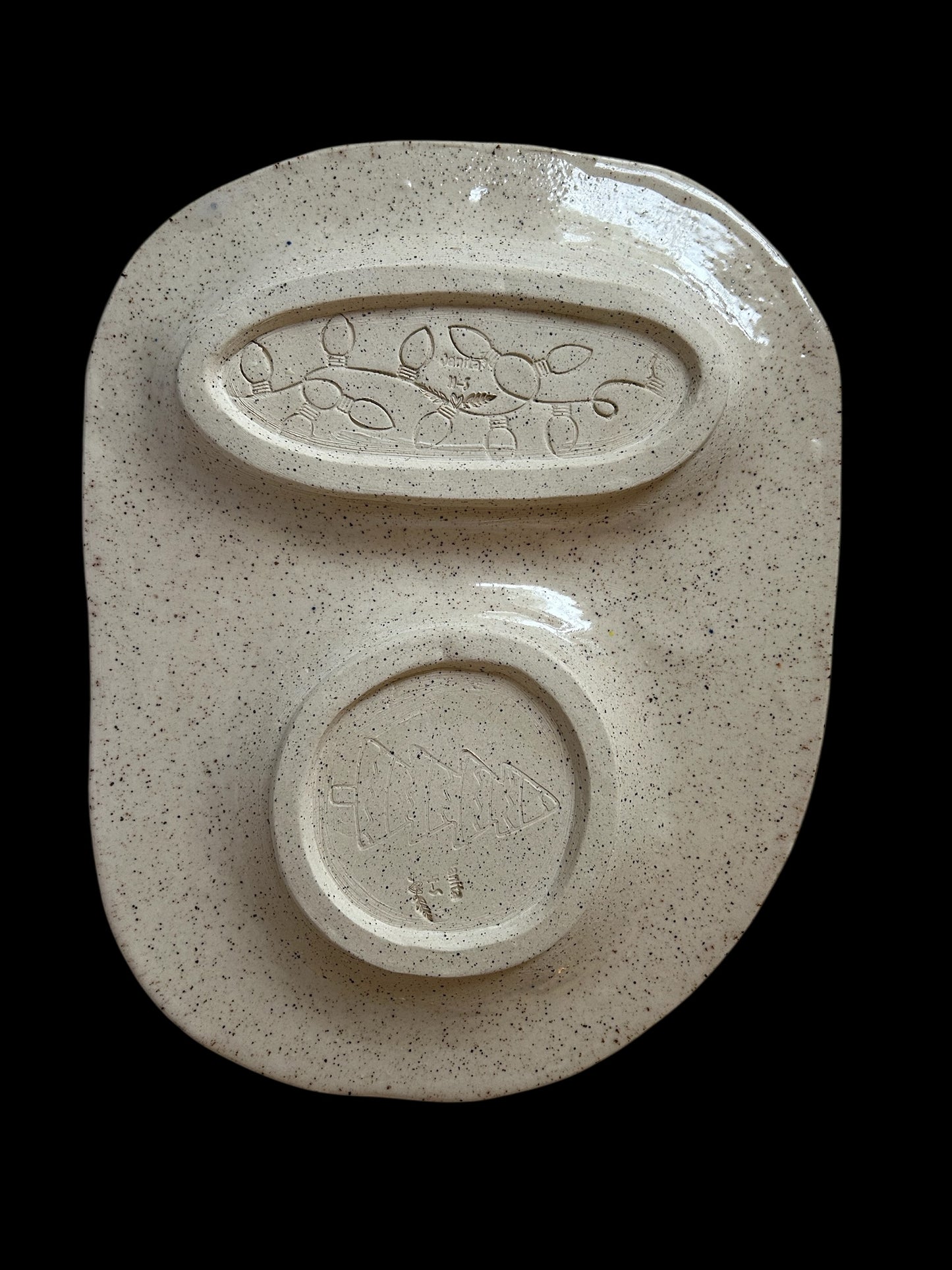 Small Holiday Tray #4 with Cute Christmas Penguins Monoprint Designs