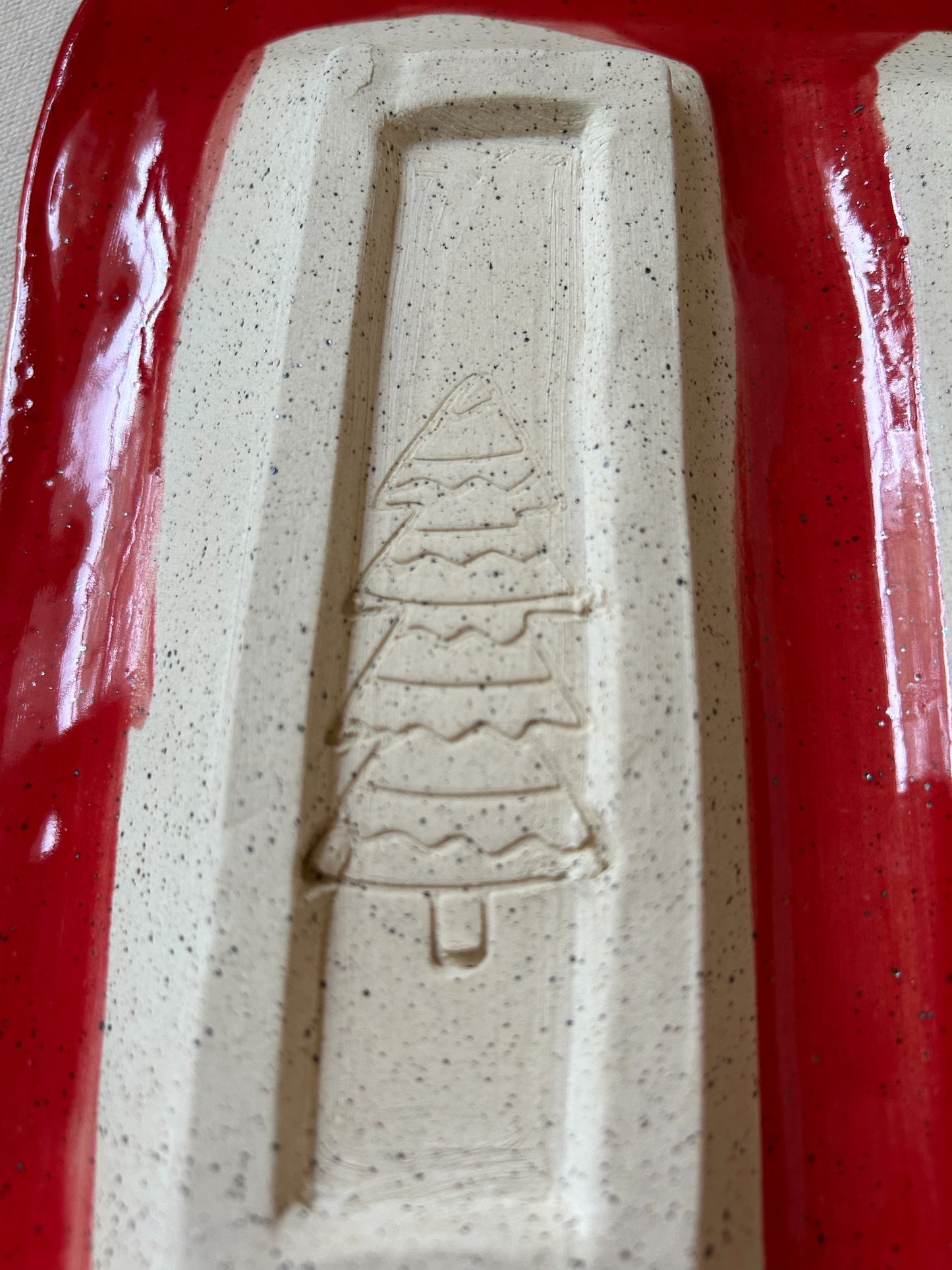 Small Holiday Tray #3 with Cute Santas Monoprint Designs