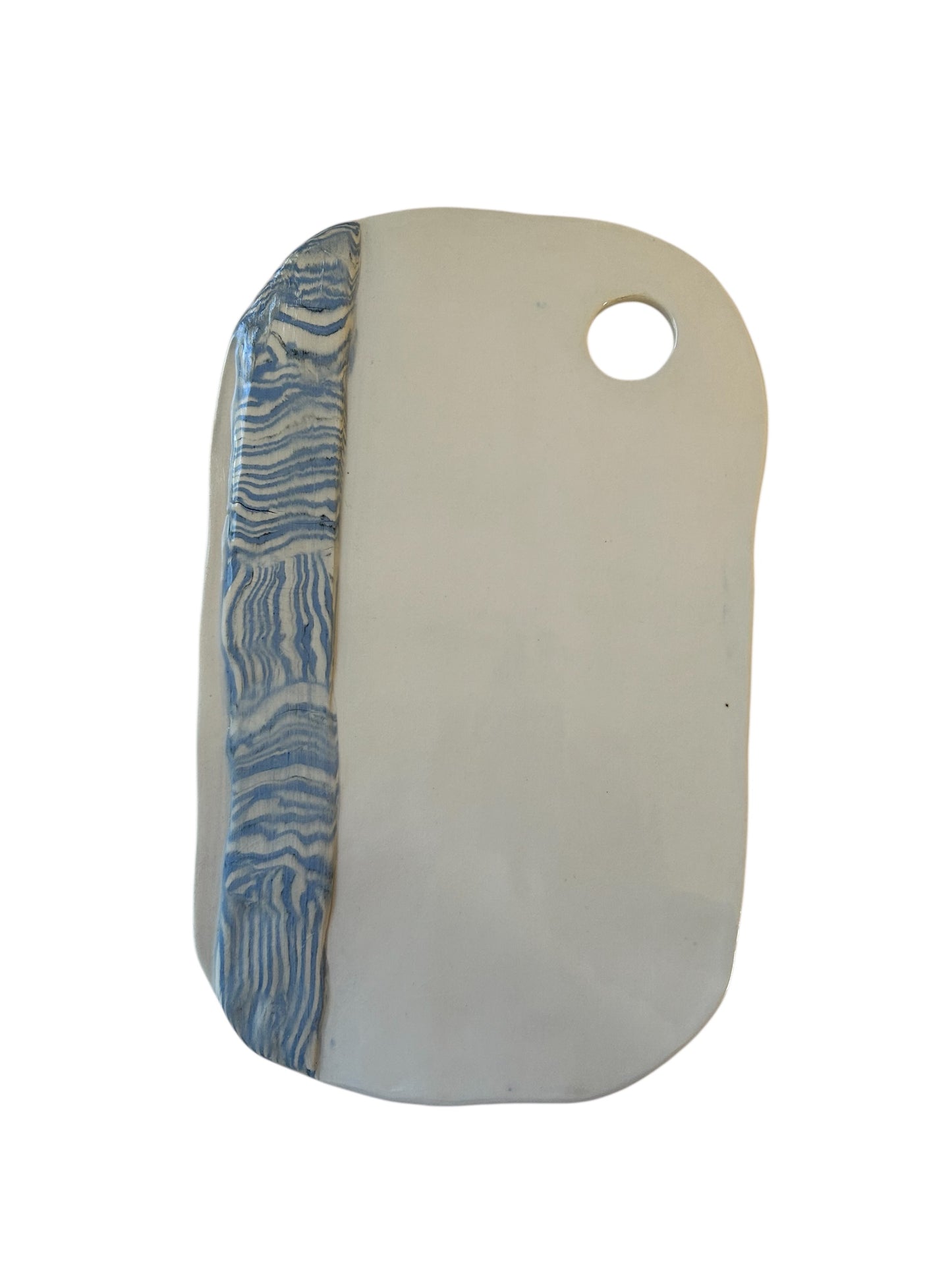 Medium Nerikomi Cheeseboard or Charcuterie Board #3 in Winter Blue and White