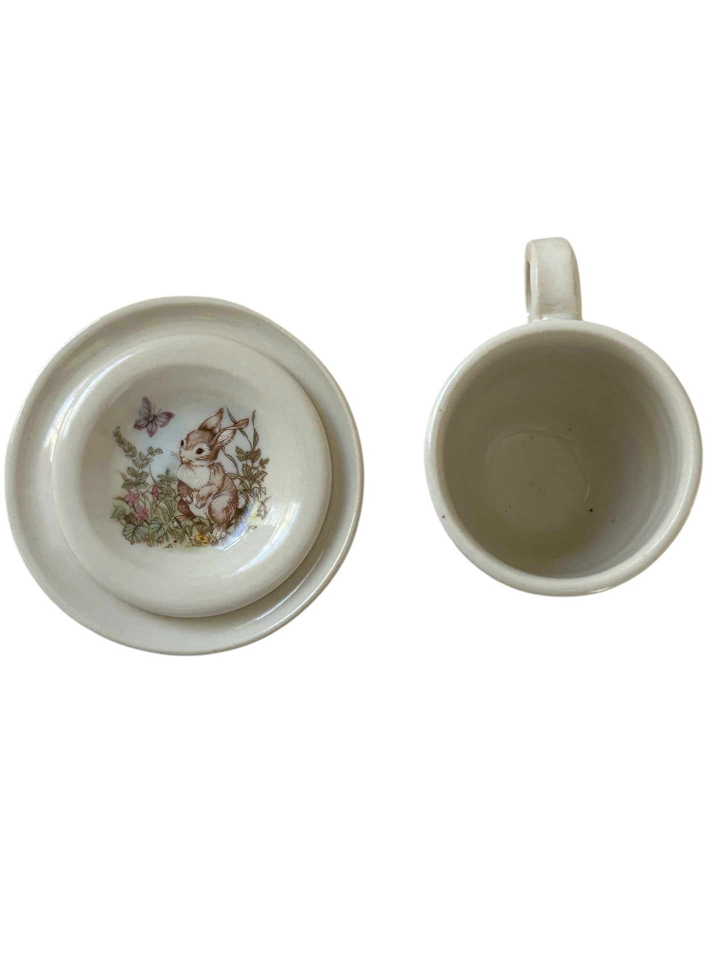 Woodland Tea Cup #47 with Cute Bunny and Butterfly Designs