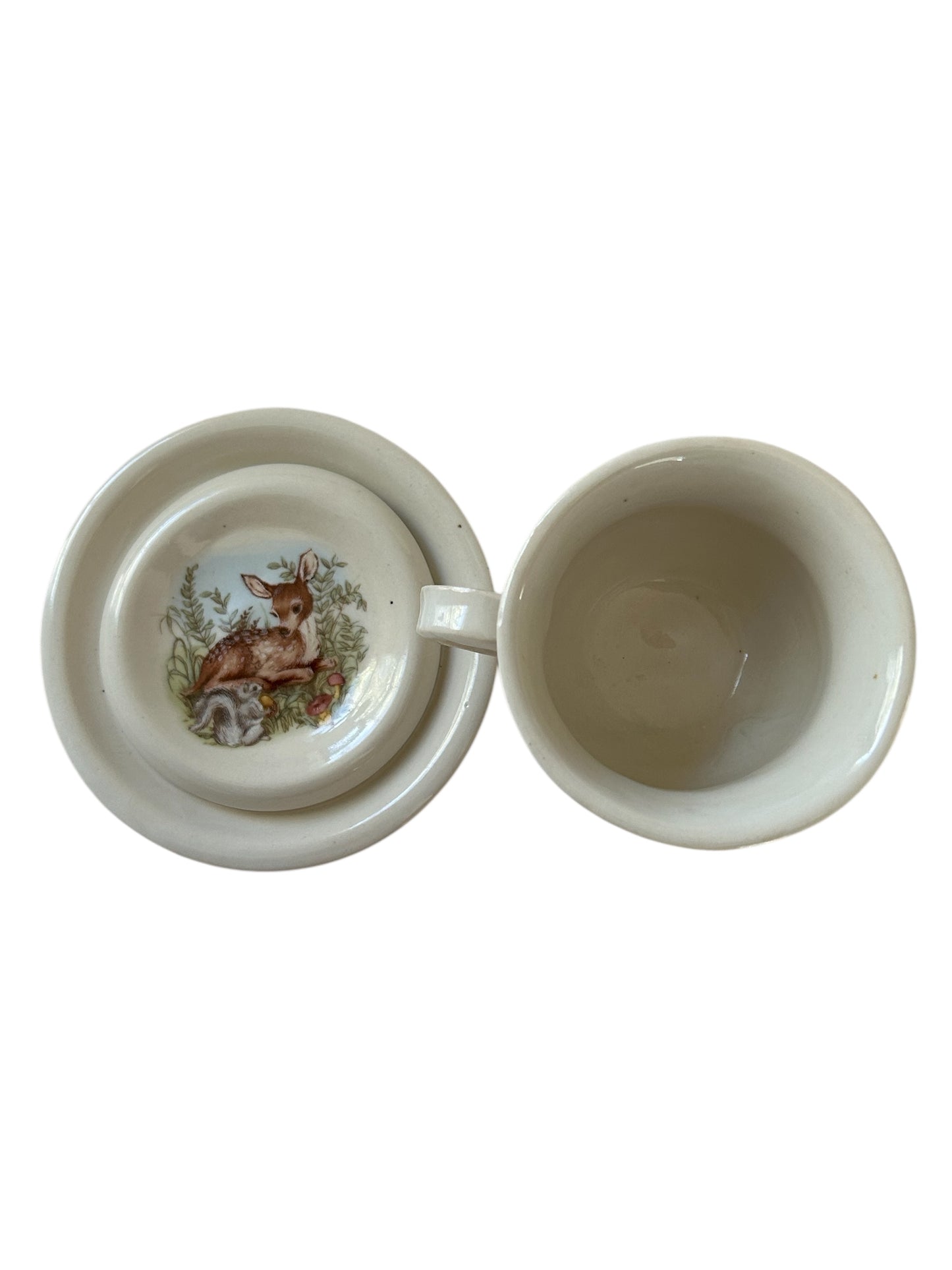 Woodland Tea Cup #48 with Cute Fawn and Squirrel Designs