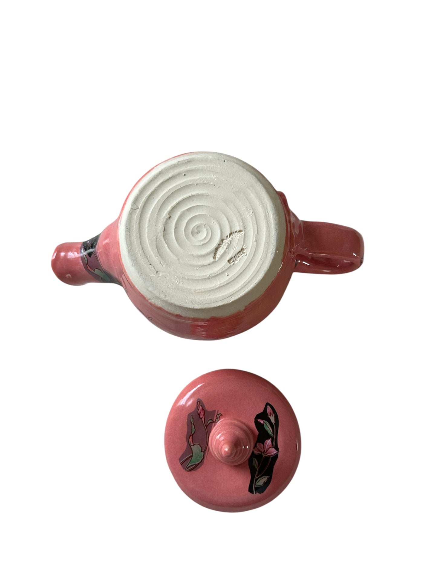 Six-Piece Tea Set #50 with Floral Scrolls Ceramic Decals