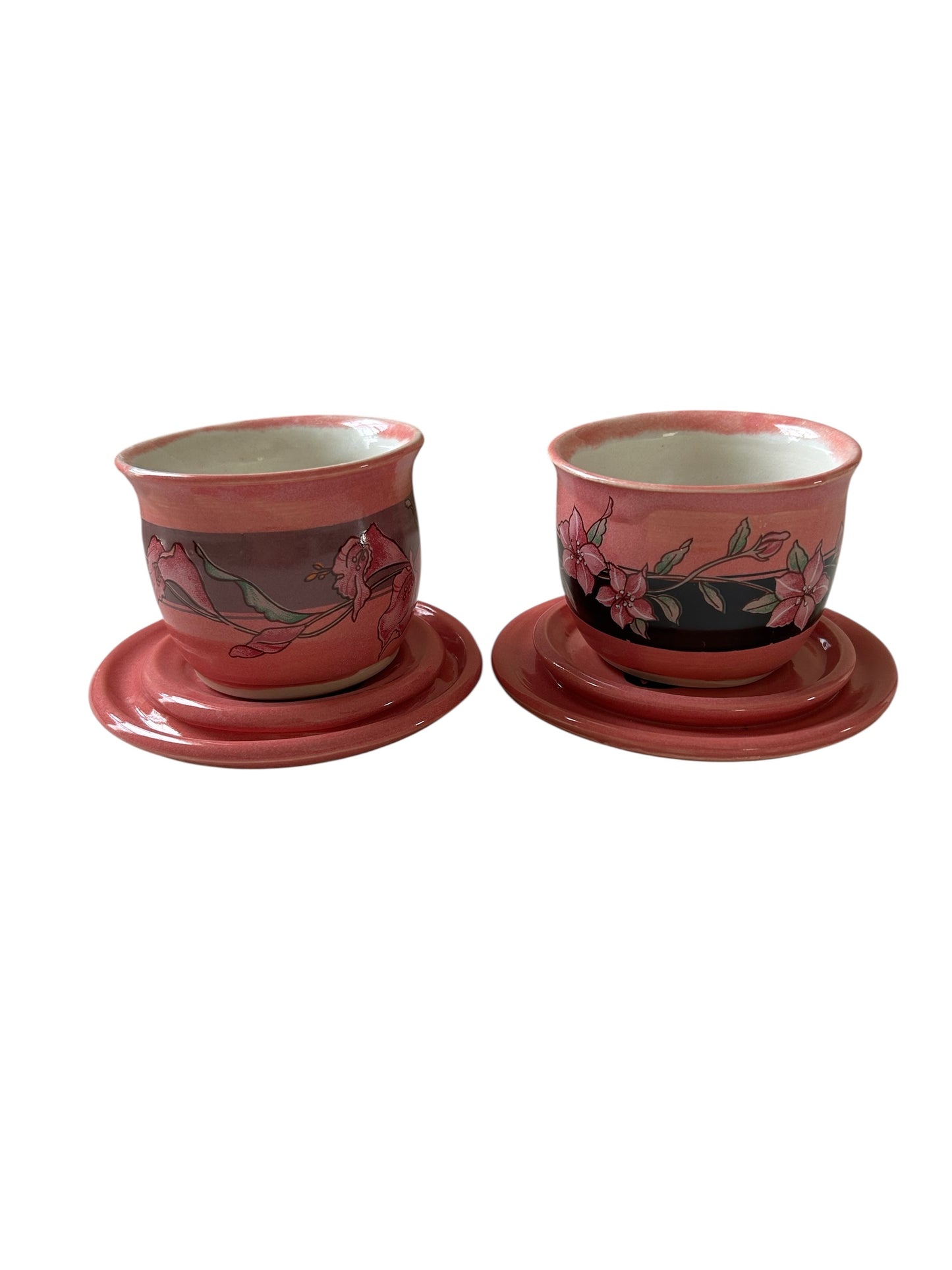 Six-Piece Tea Set #50 with Floral Scrolls Ceramic Decals