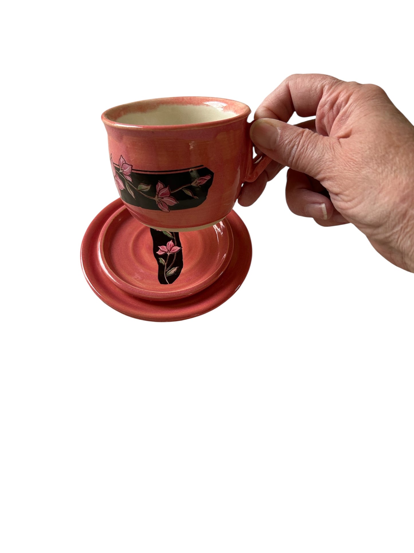 Six-Piece Tea Set #50 with Floral Scrolls Ceramic Decals