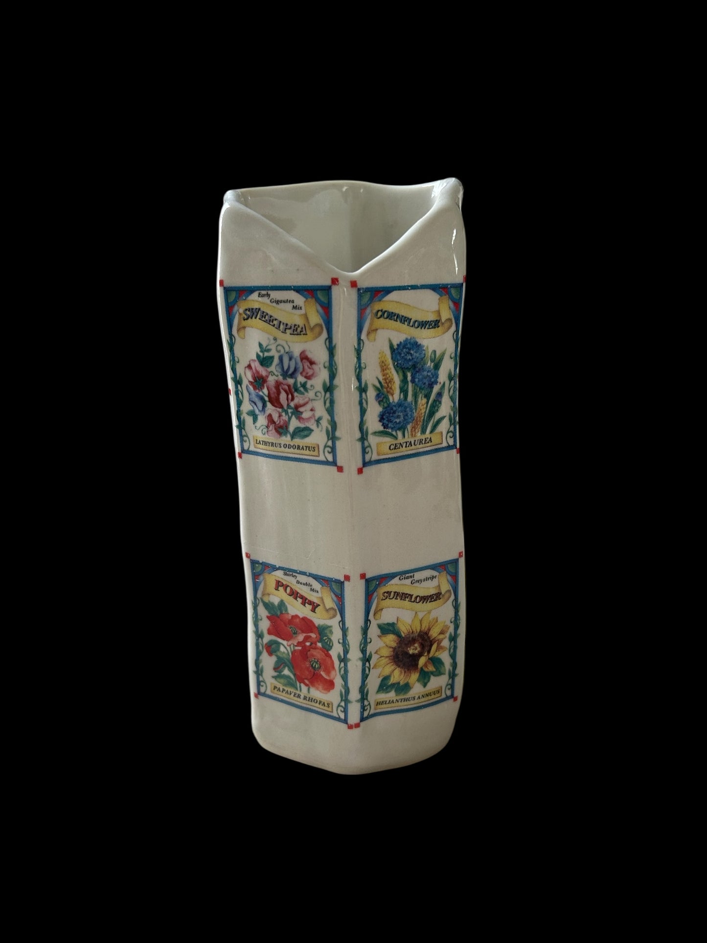 Medium Asymmetrical Extruded Vase #2 with Flower and Seed Packets Decals