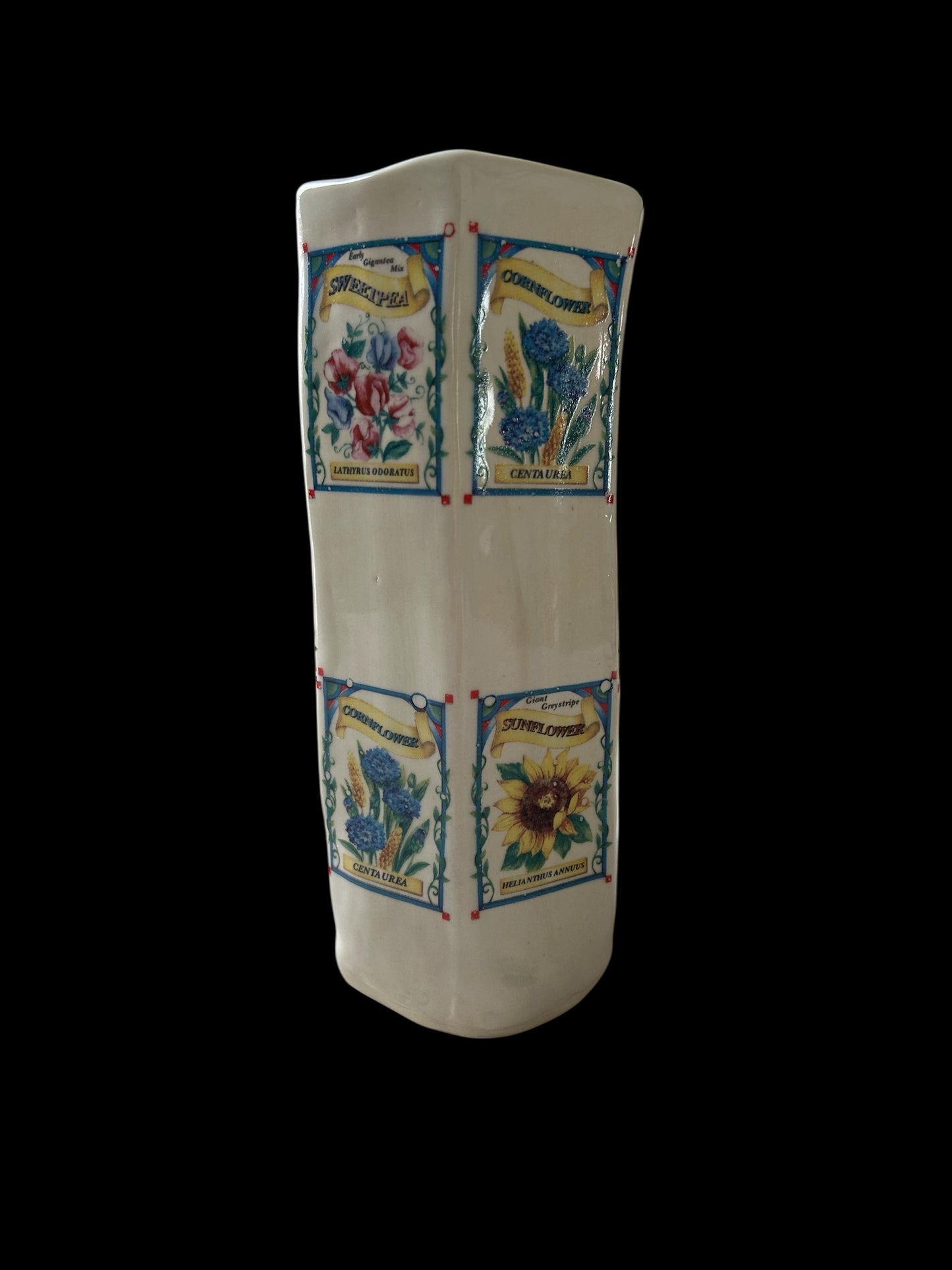 Medium Asymmetrical Extruded Vase #2 with Flower and Seed Packets Decals