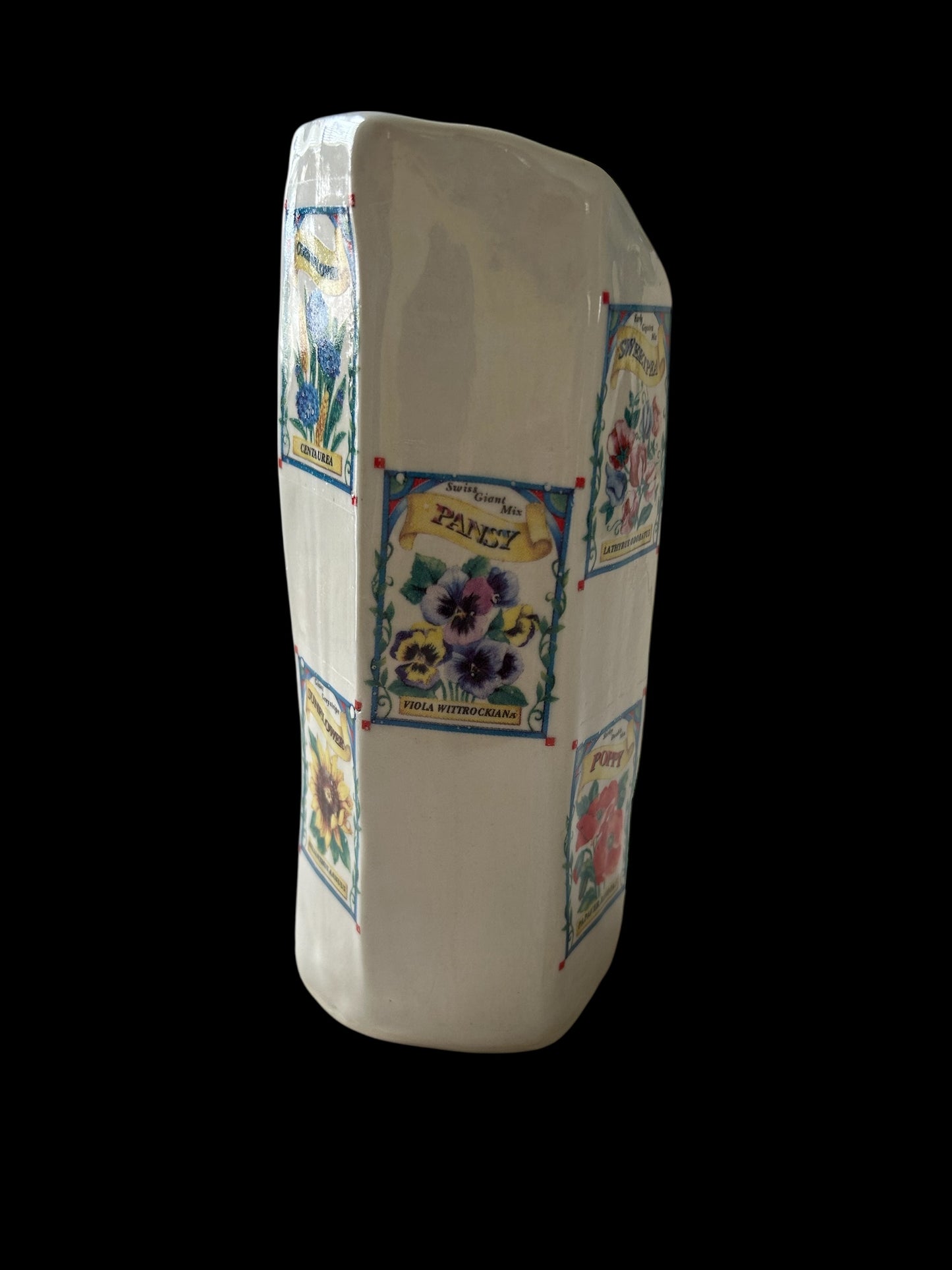 Medium Asymmetrical Extruded Vase #2 with Flower and Seed Packets Decals