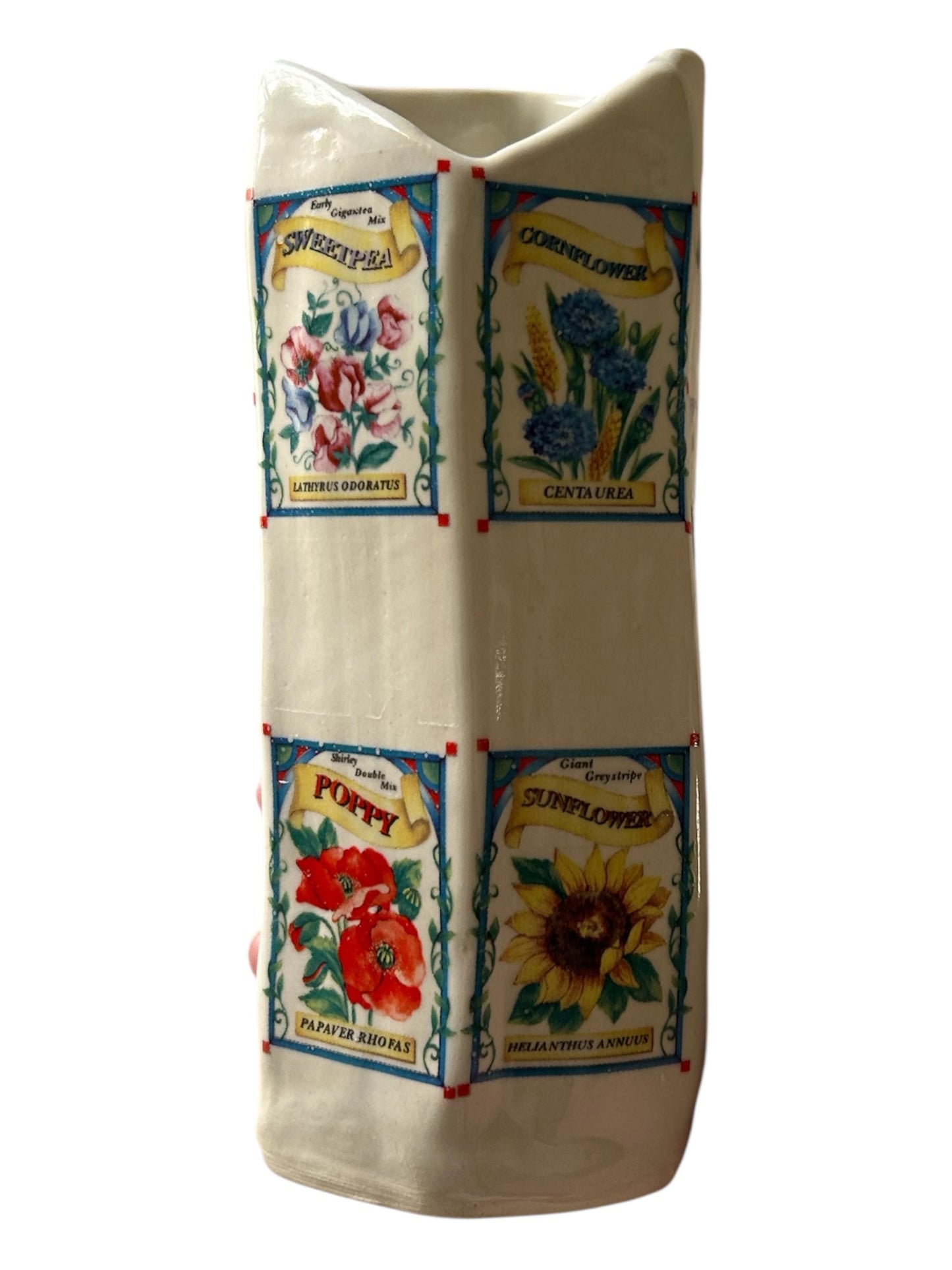 Medium Asymmetrical Extruded Vase #2 with Flower and Seed Packets Decals