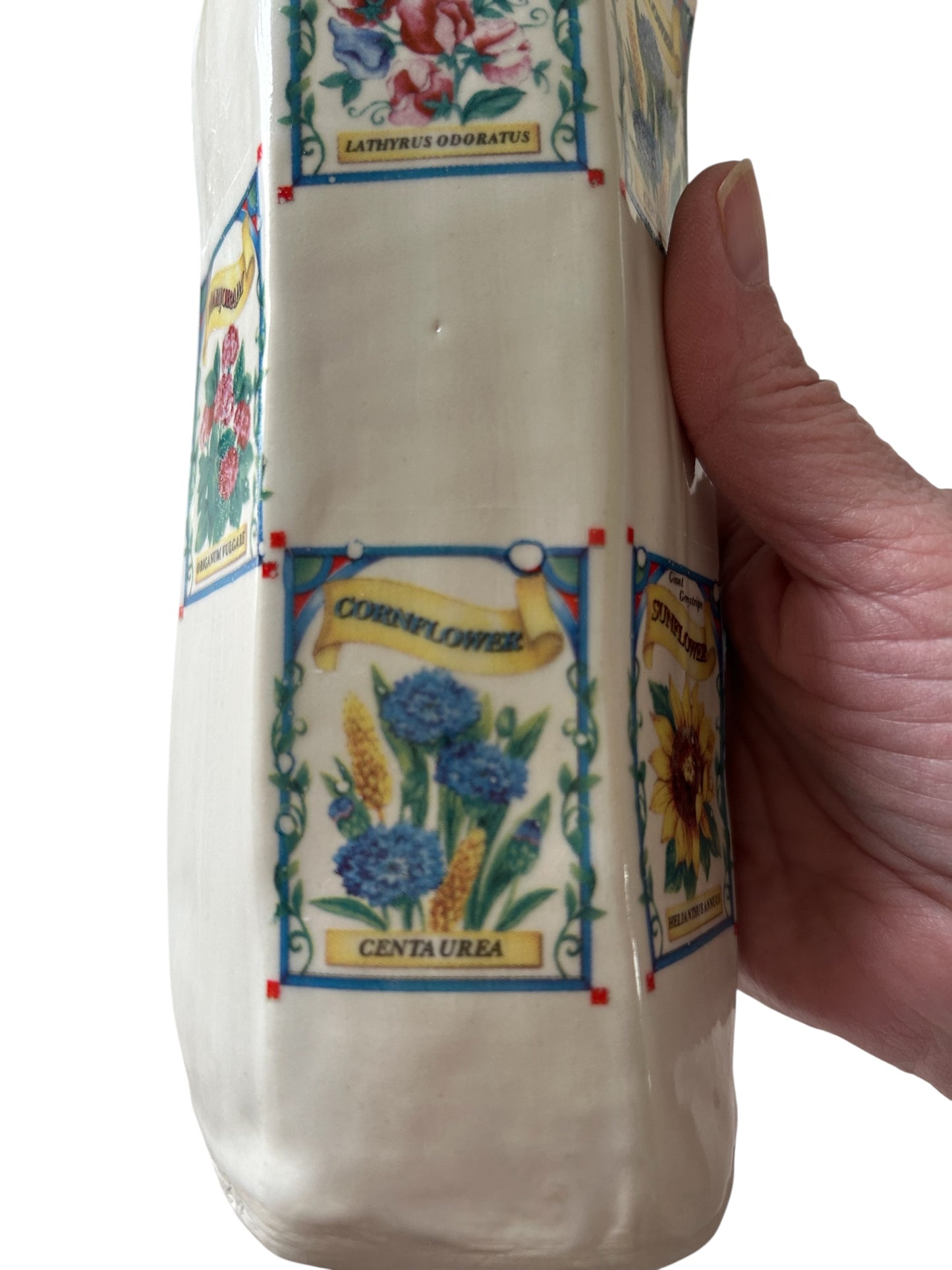 Medium Asymmetrical Extruded Vase #2 with Flower and Seed Packets Decals