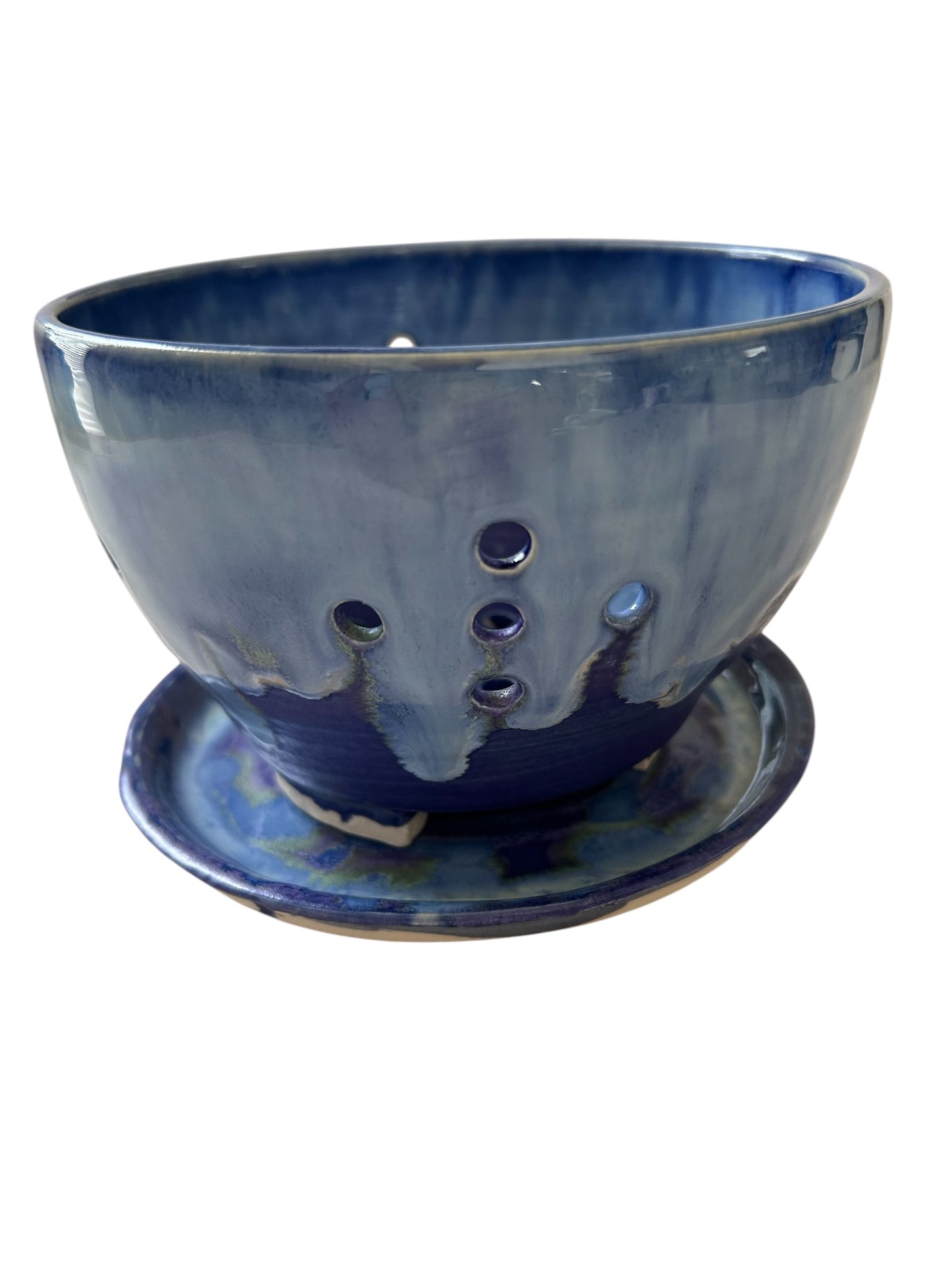 Berry Bowl #7 with Drip Plate in Aspen Blue